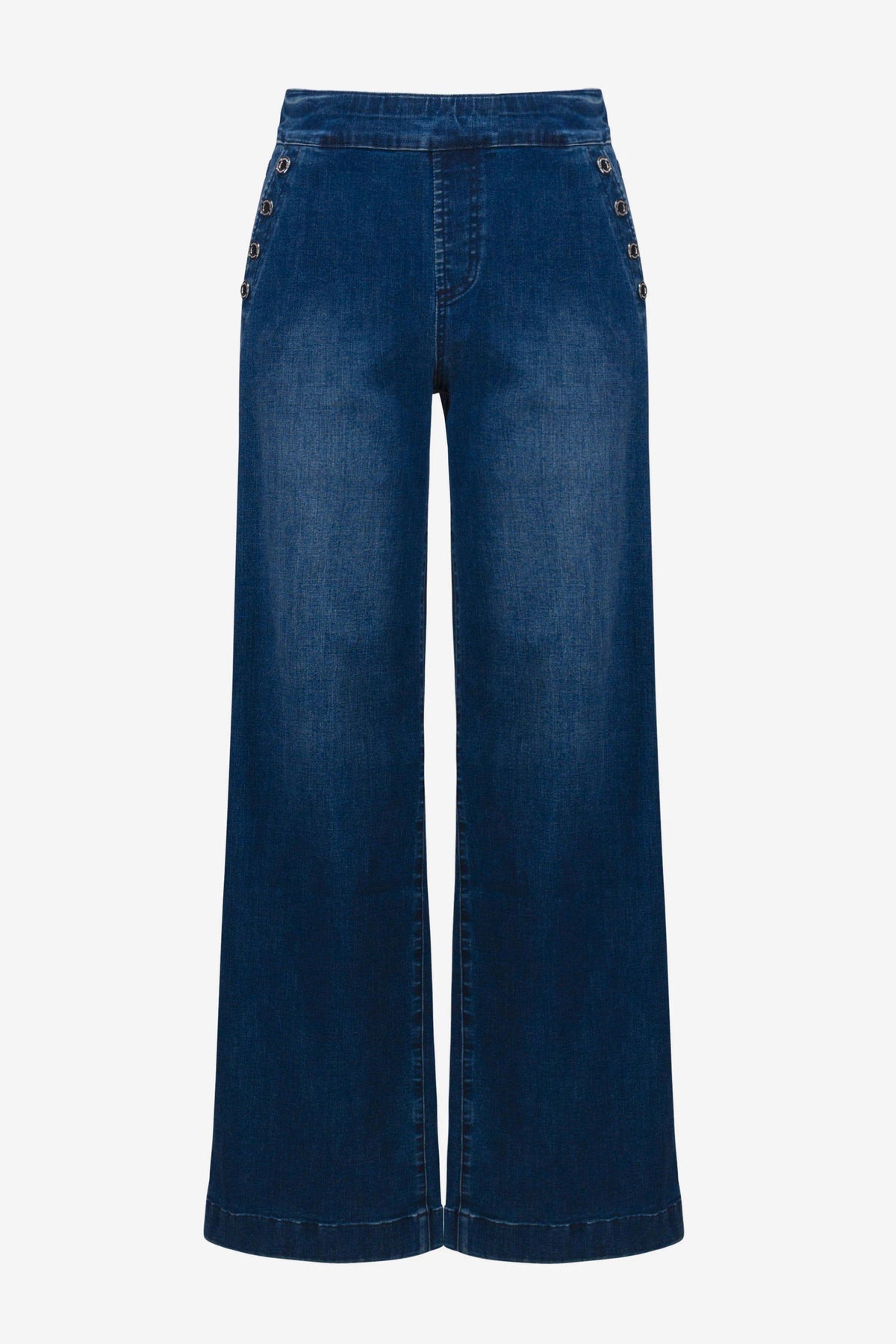 Joseph Ribkoff Medium Blue Wide Leg Pull-On Jeans