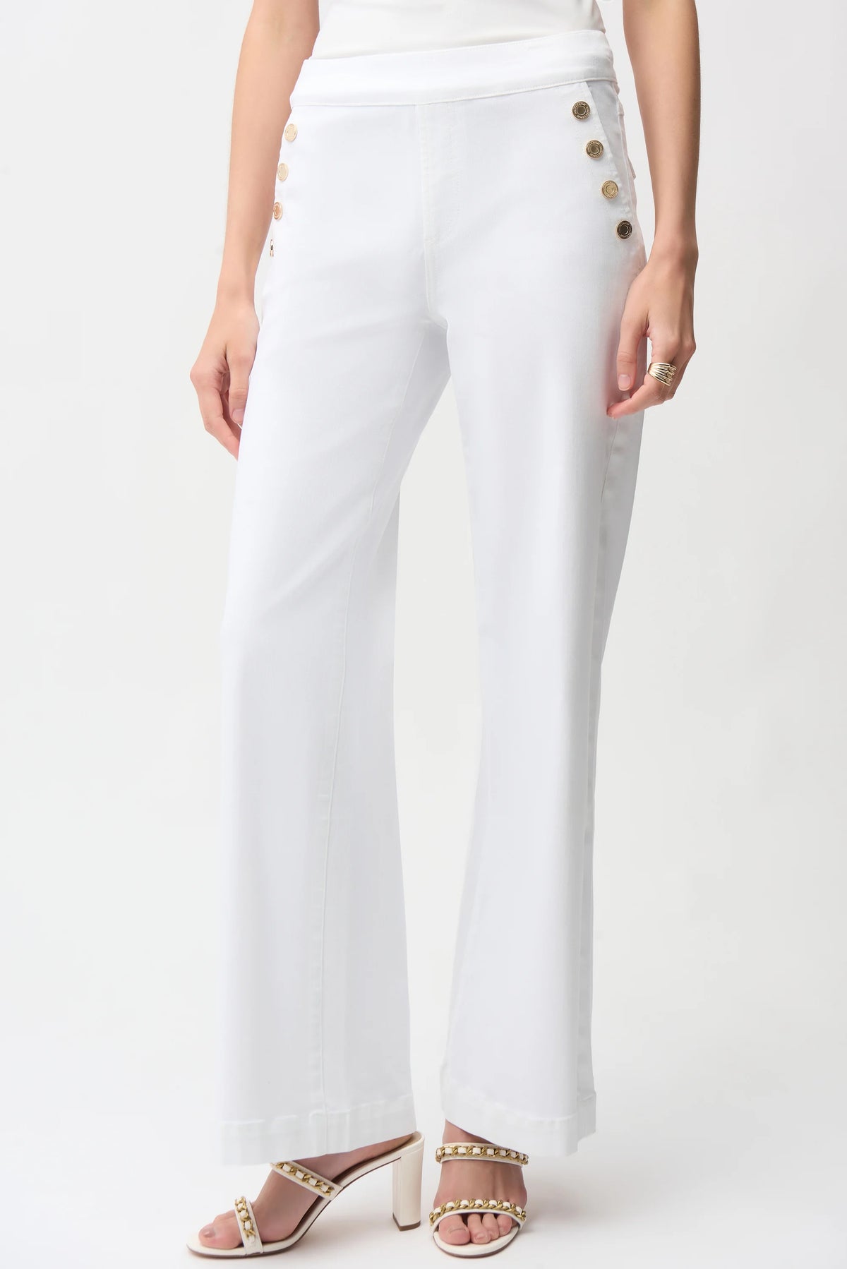 Joseph Ribkoff White Wide Leg Pull-On Jeans