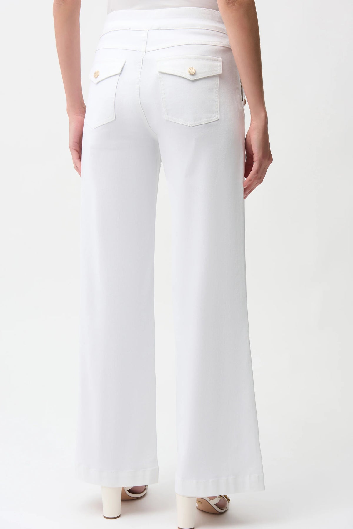 Joseph Ribkoff White Wide Leg Pull-On Jeans