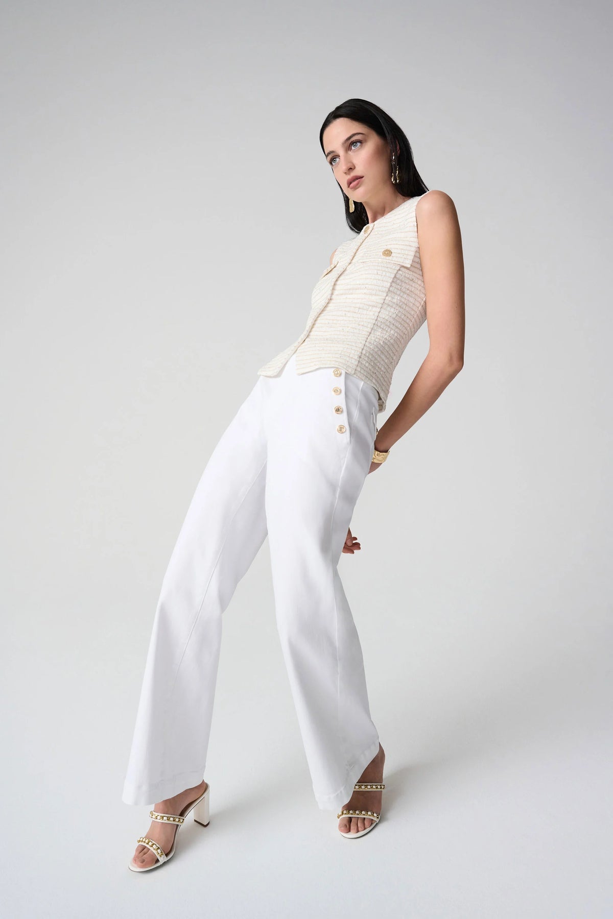 Joseph Ribkoff White Wide Leg Pull-On Jeans