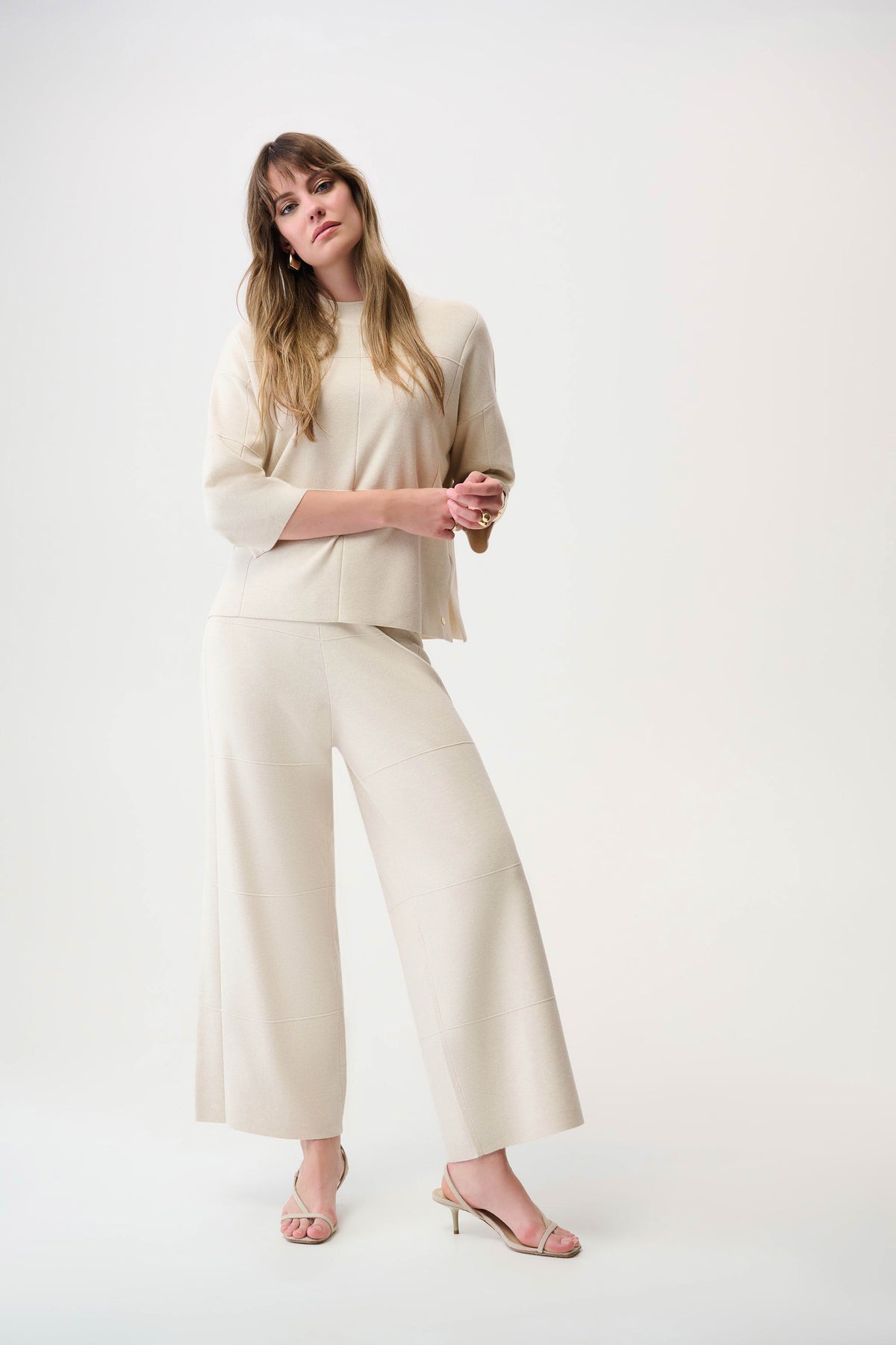 Joseph Ribkoff Birch Melange Brushed Viscose Straight Sweater with Mock Neck