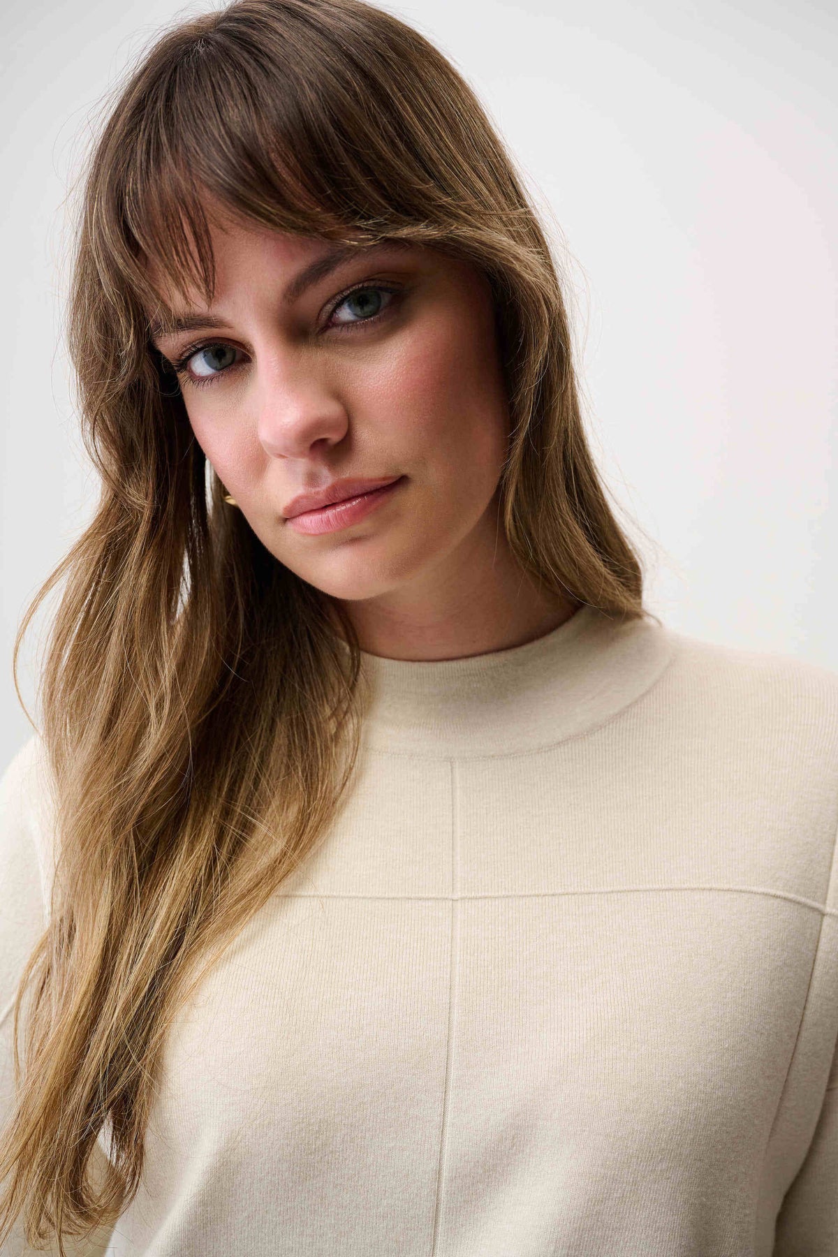 Joseph Ribkoff Birch Melange Brushed Viscose Straight Sweater with Mock Neck