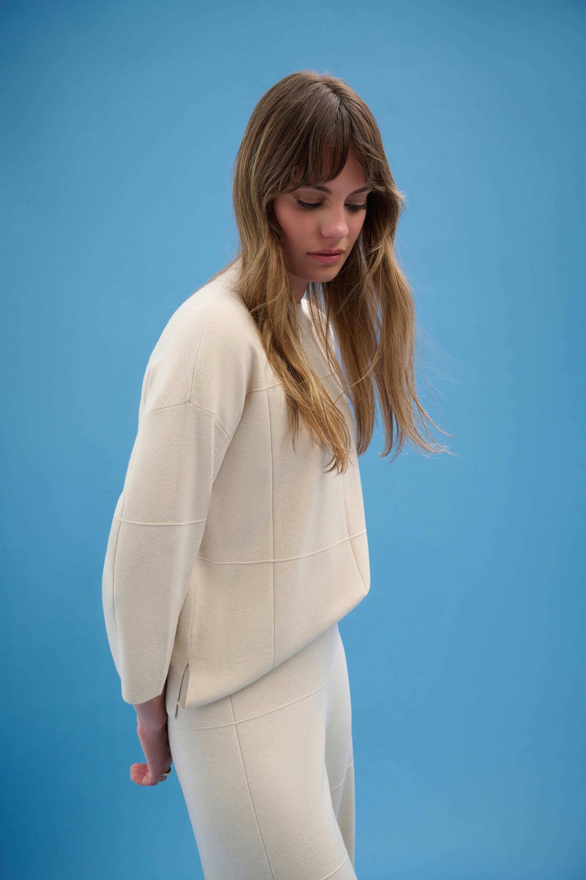 Joseph Ribkoff Birch Melange Brushed Viscose Straight Sweater with Mock Neck