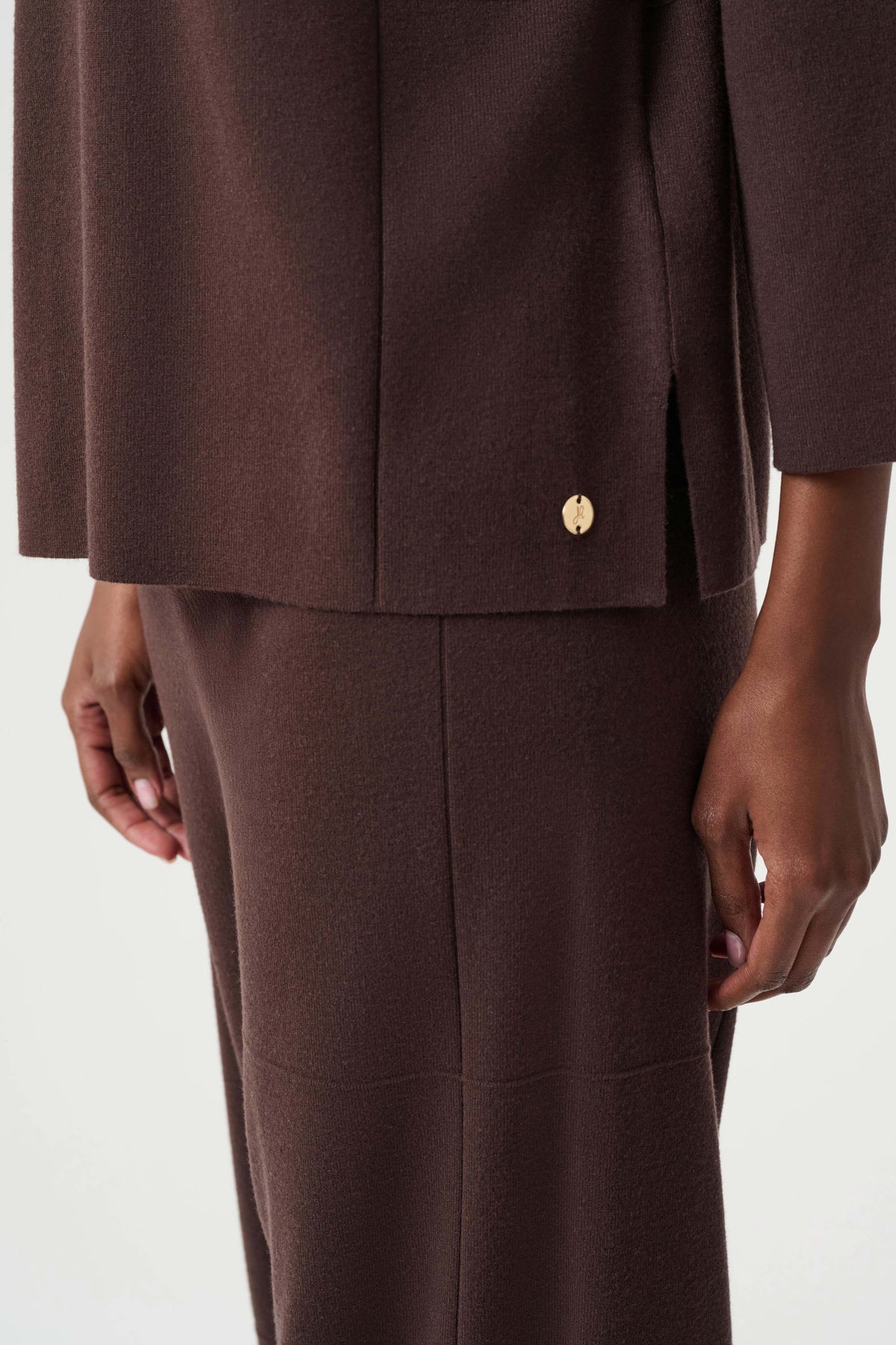 Joseph Ribkoff Mocha Brushed Viscose Straight Sweater with Mock Neck