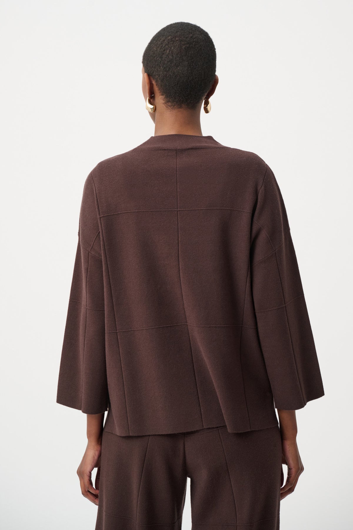 Joseph Ribkoff Mocha Brushed Viscose Straight Sweater with Mock Neck