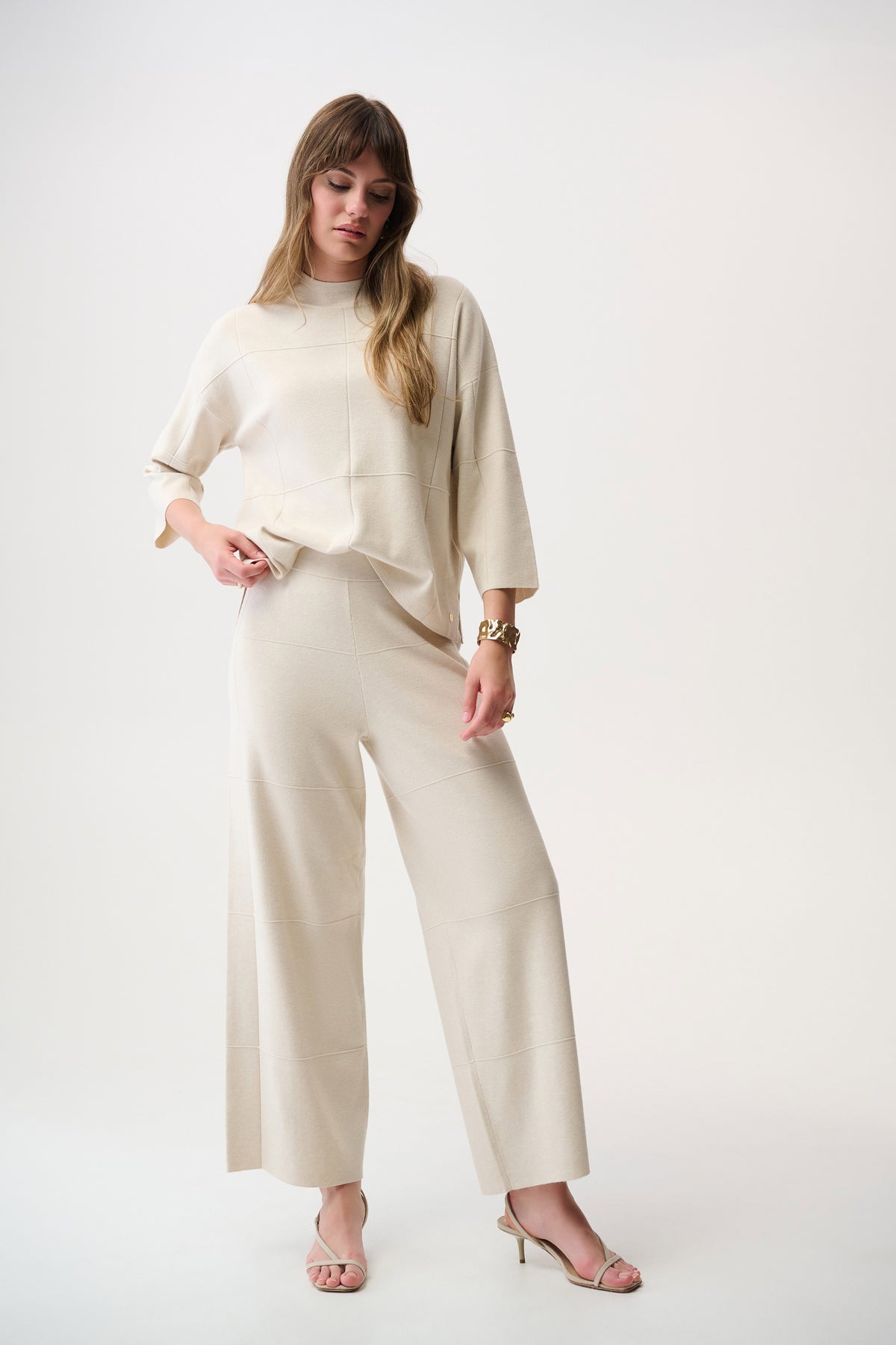 Joseph Ribkoff Birch Melange Brushed Viscose Culotte Pants