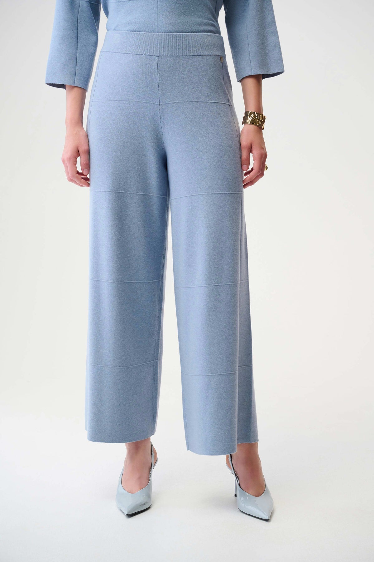 Joseph Ribkoff Chambray Blue Brushed Viscose Culotte Pants