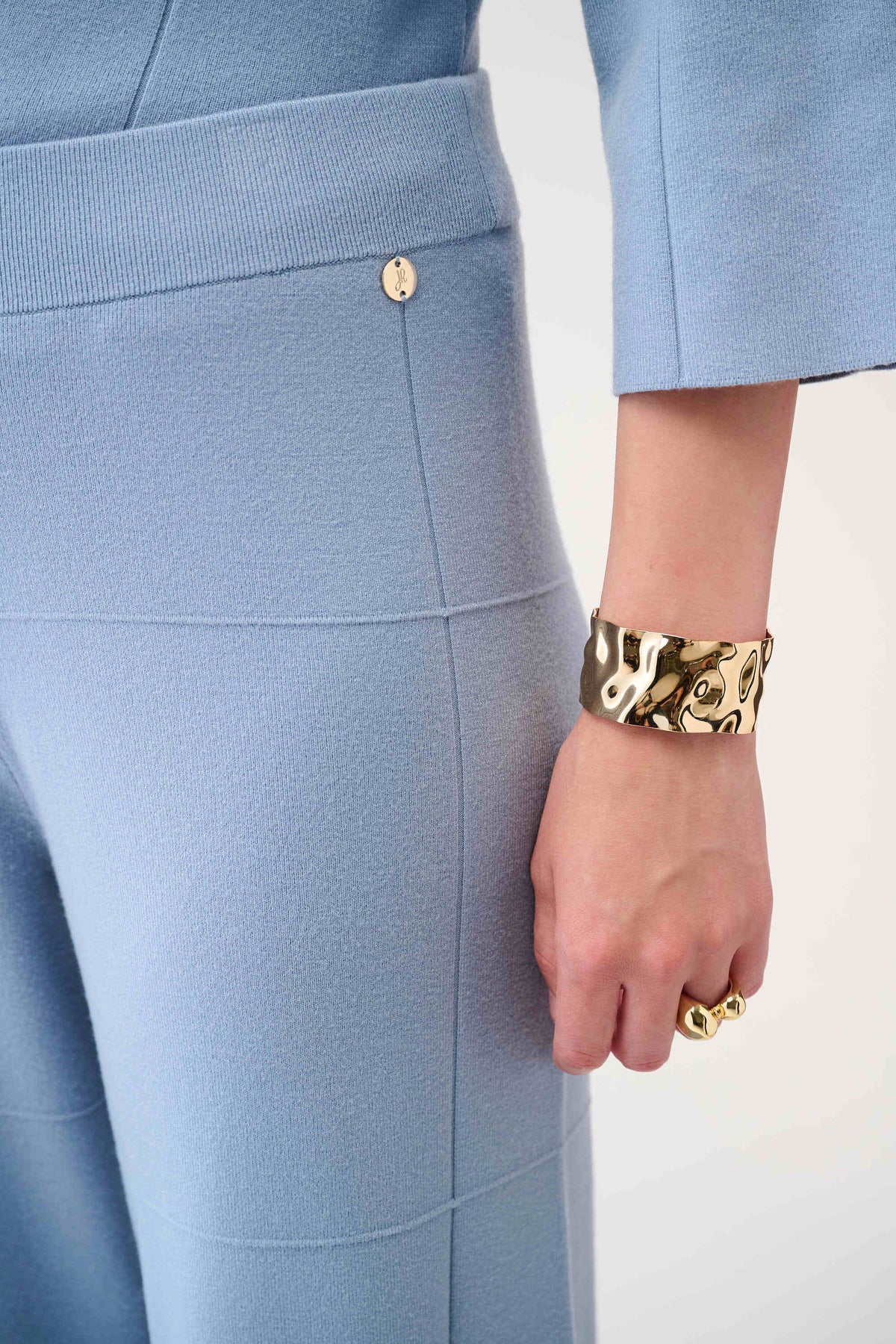 Joseph Ribkoff Chambray Blue Brushed Viscose Culotte Pants