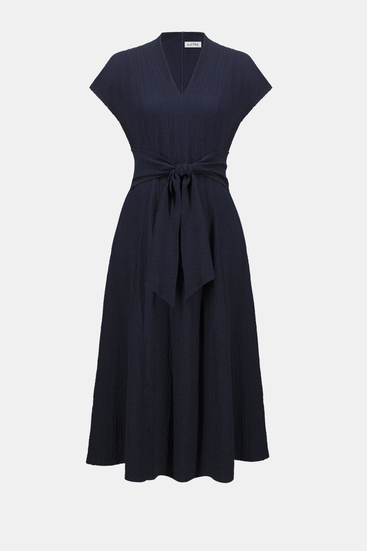 Joseph Ribkoff Midnight Blue Woven Seersucker Fit And Flare Dress