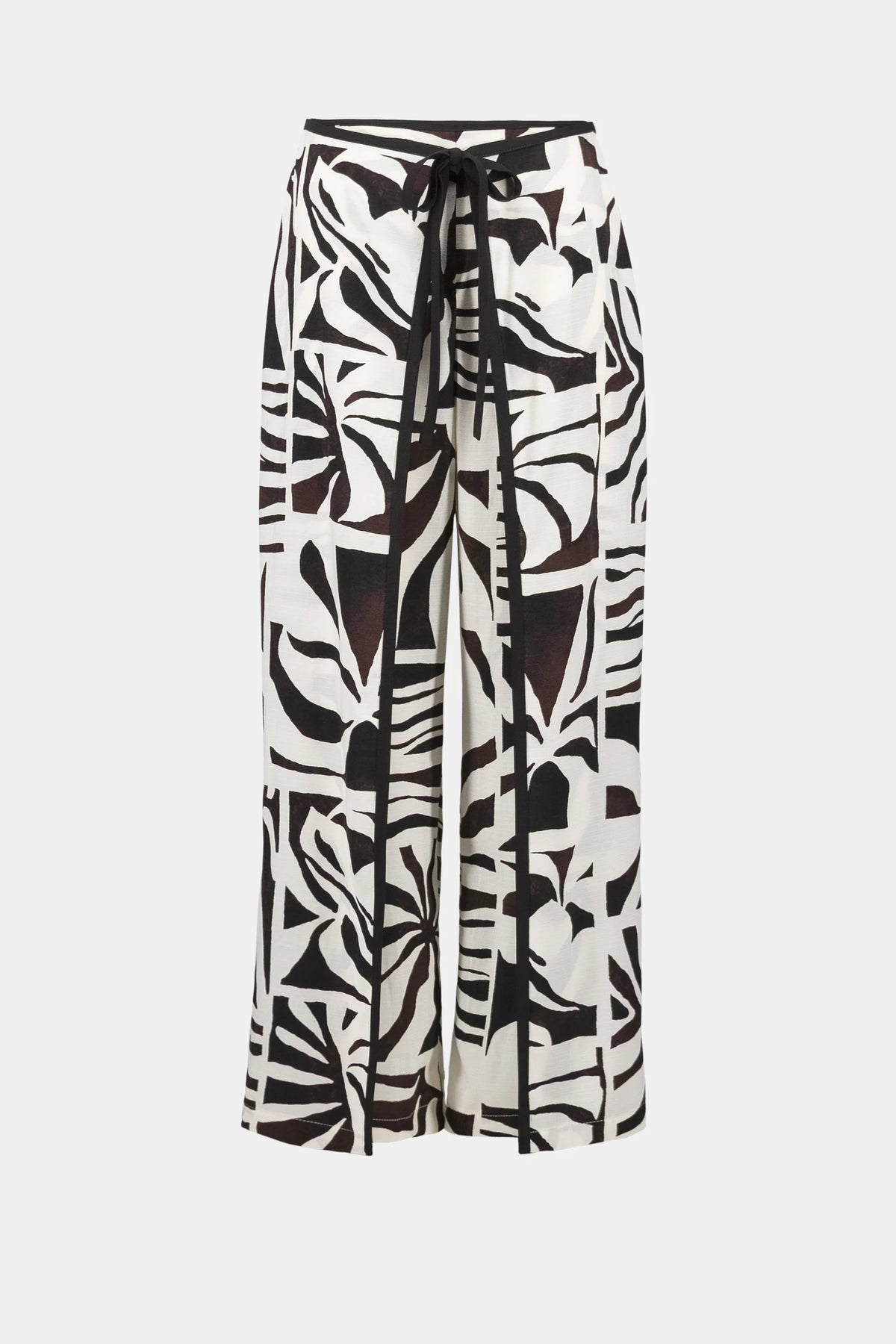 Joseph Ribkoff Beige/Multi Woven Gauze Tropical Print Wide Leg Pants