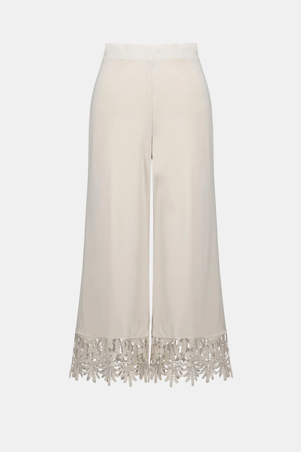 Joseph Ribkoff Moonstone Silky Knit Culotte Pants With Guipure Lace Hem