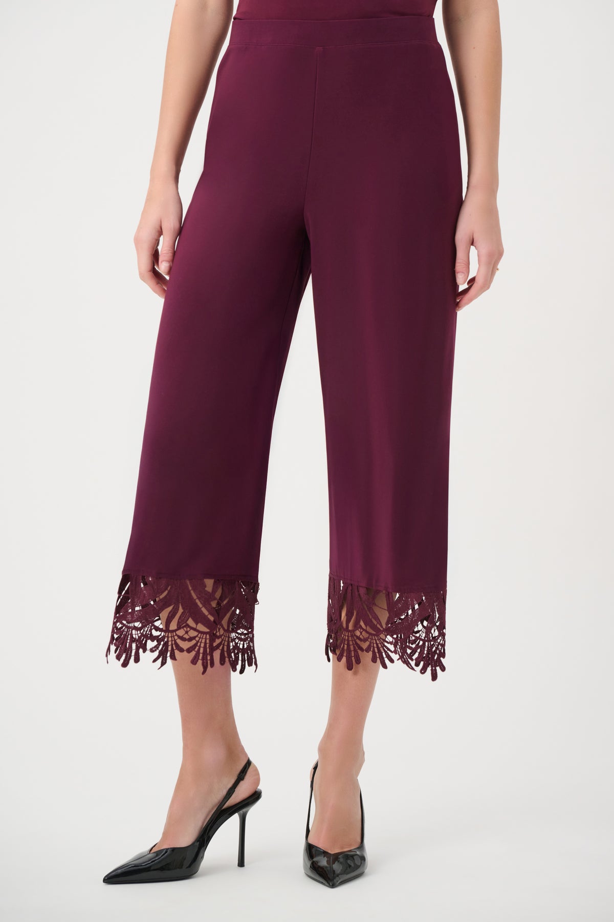 Joseph Ribkoff Elderberry Lace Hem Culotte Pant