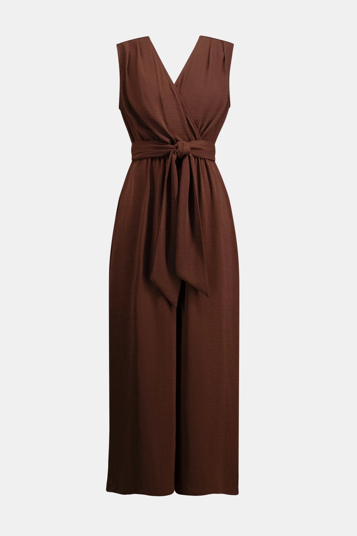 Joseph Ribkoff Mahogany Woven Gauze Wide Leg Pull-On Jumpsuit