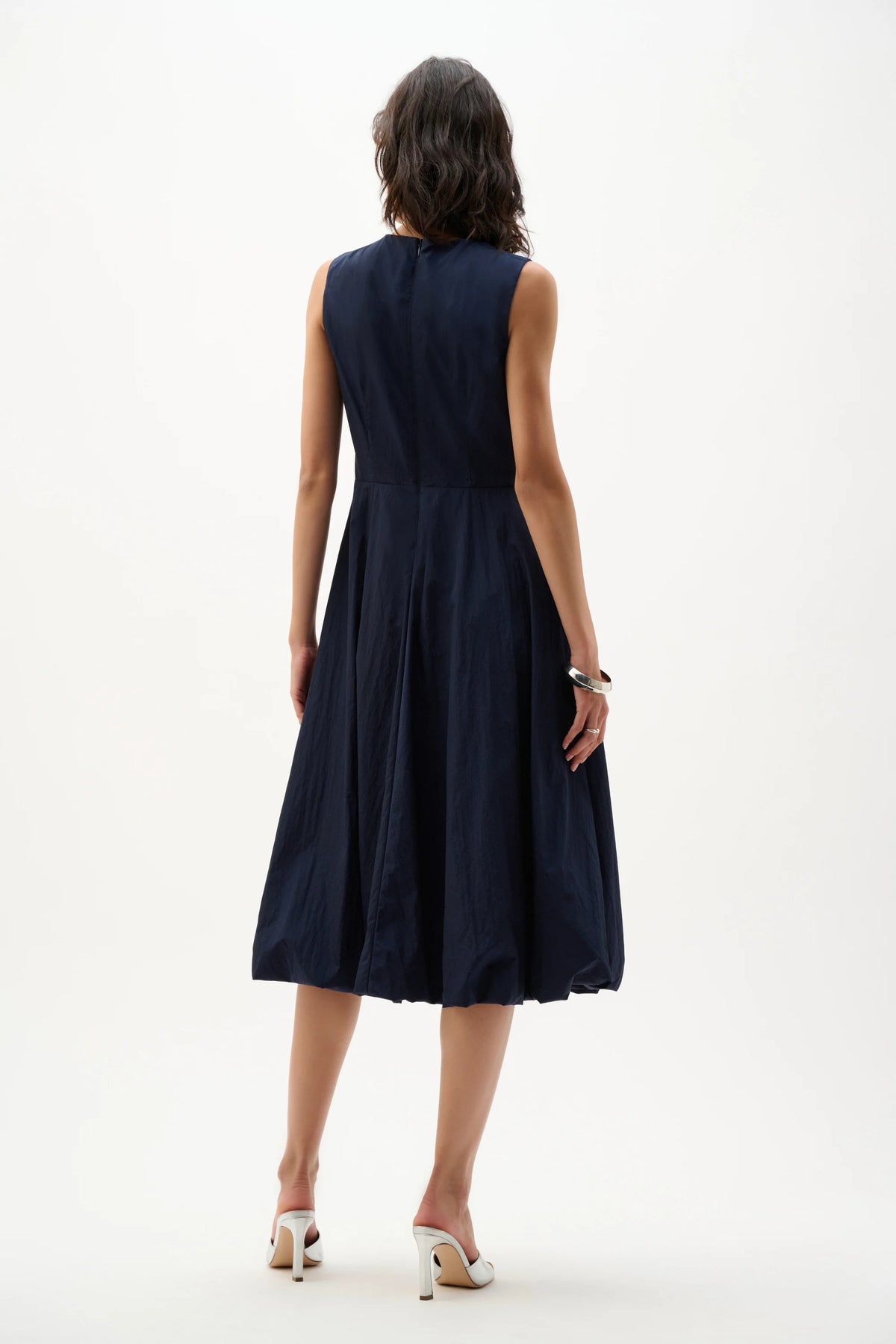 Joseph Ribkoff Midnight Blue Woven Parachute A-Line Dress With Bubble Skirt
