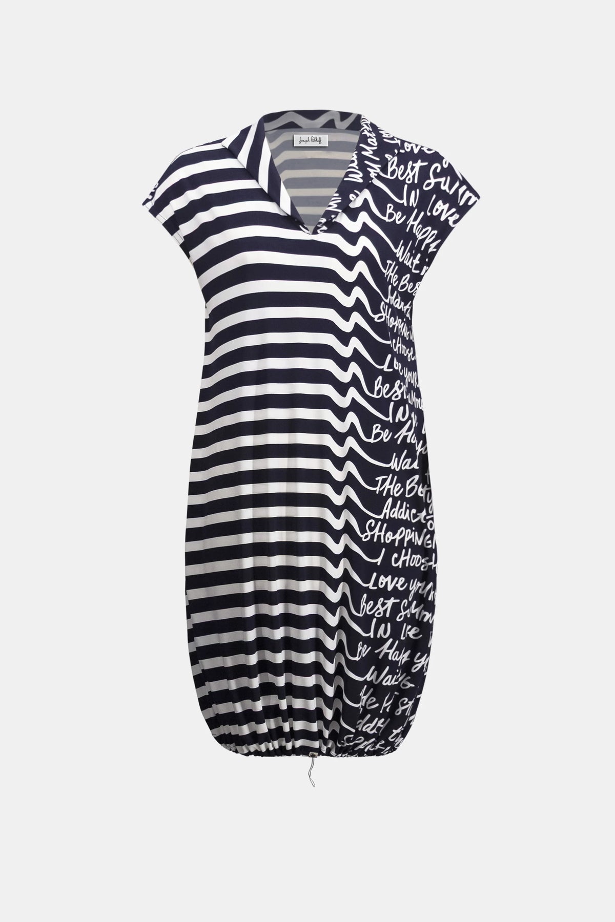 Joseph Ribkoff Midnight Blue/Vanilla Silky Knit Conversational Print Cocoon Dress