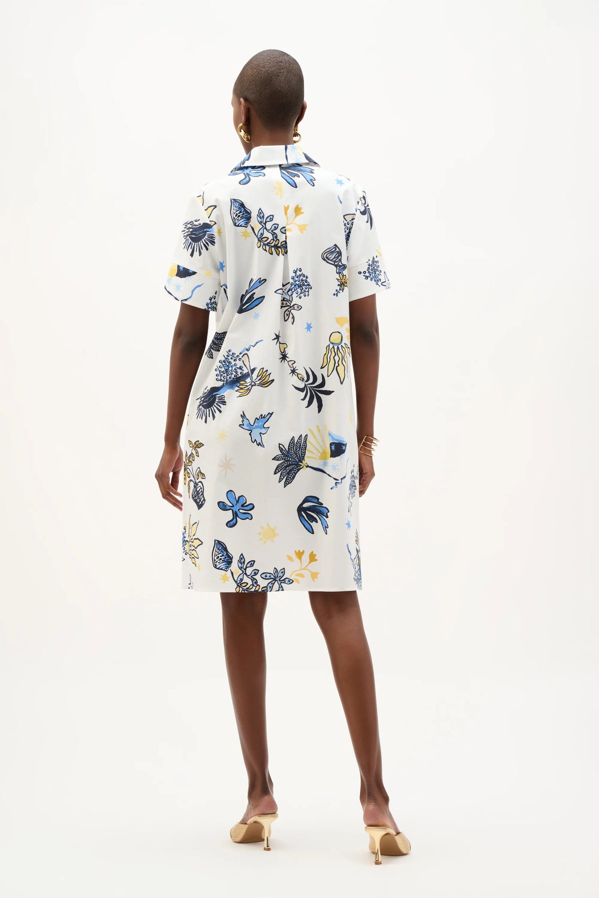 Joseph Ribkoff Vanilla/Multi Stretch Cotton Tropical Print A-Line Dress