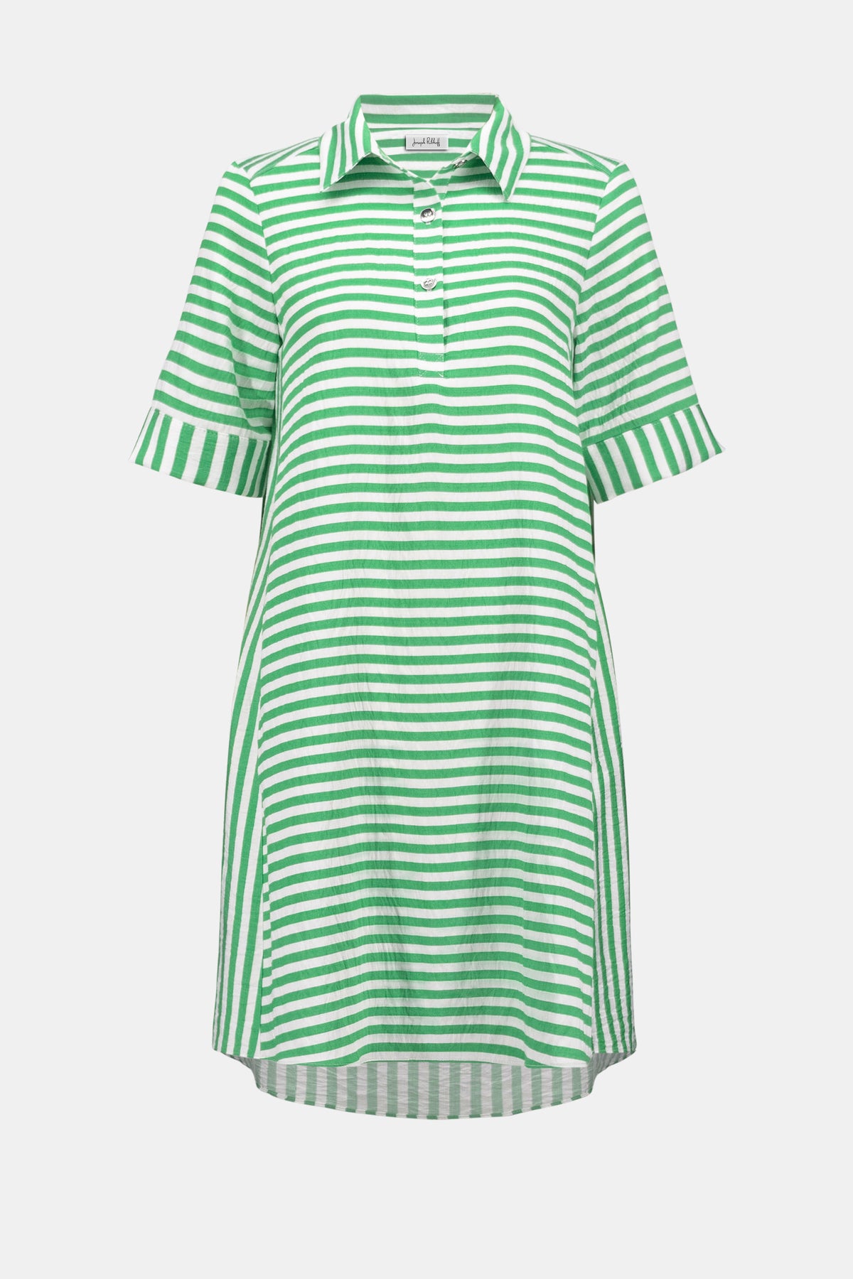 Joseph Ribkoff Green/Vanilla Woven Stripe Print Trapeze Dress