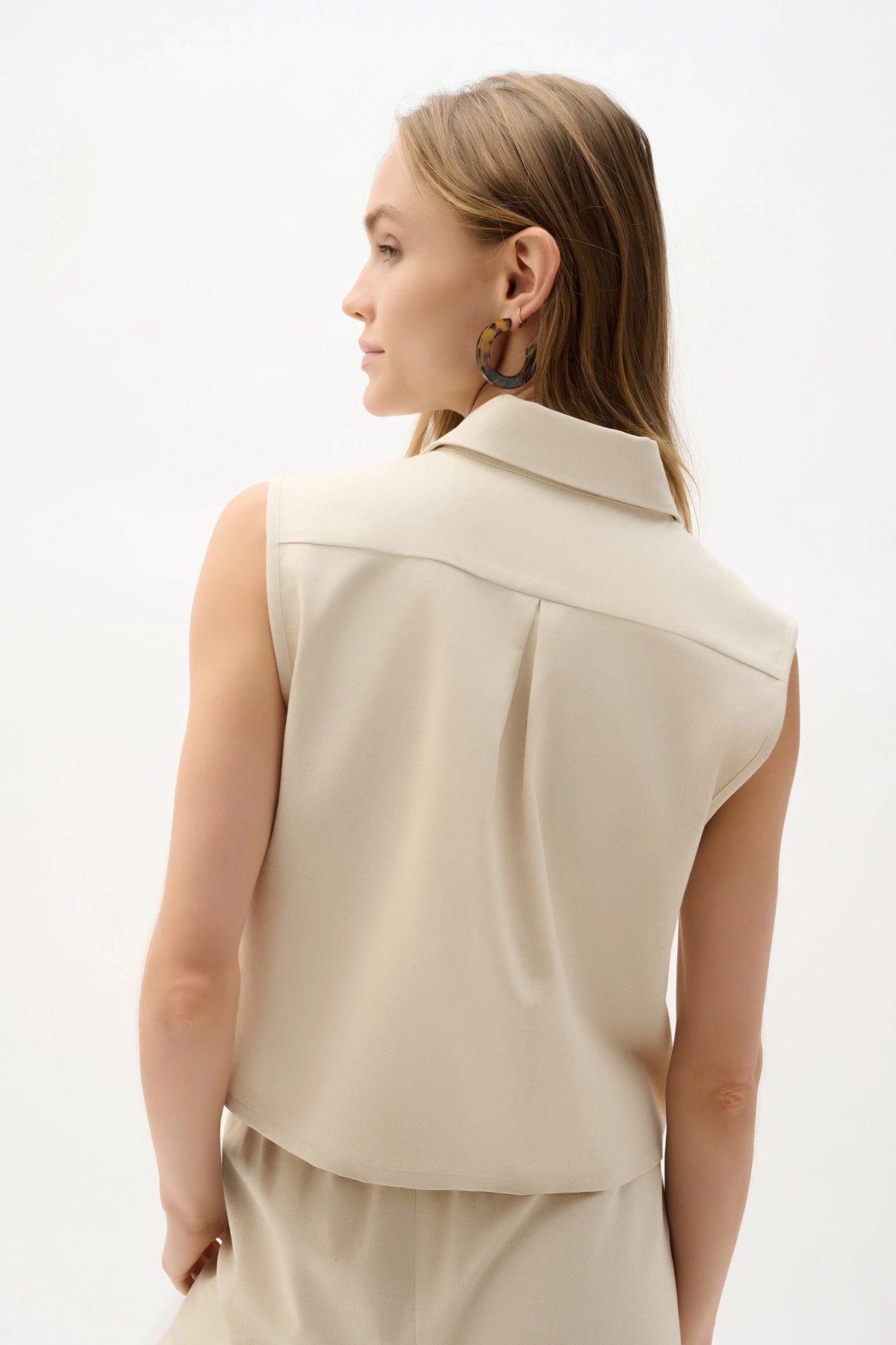 Joseph Ribkoff Natural Linen Sleeveless Straight Shirt Top