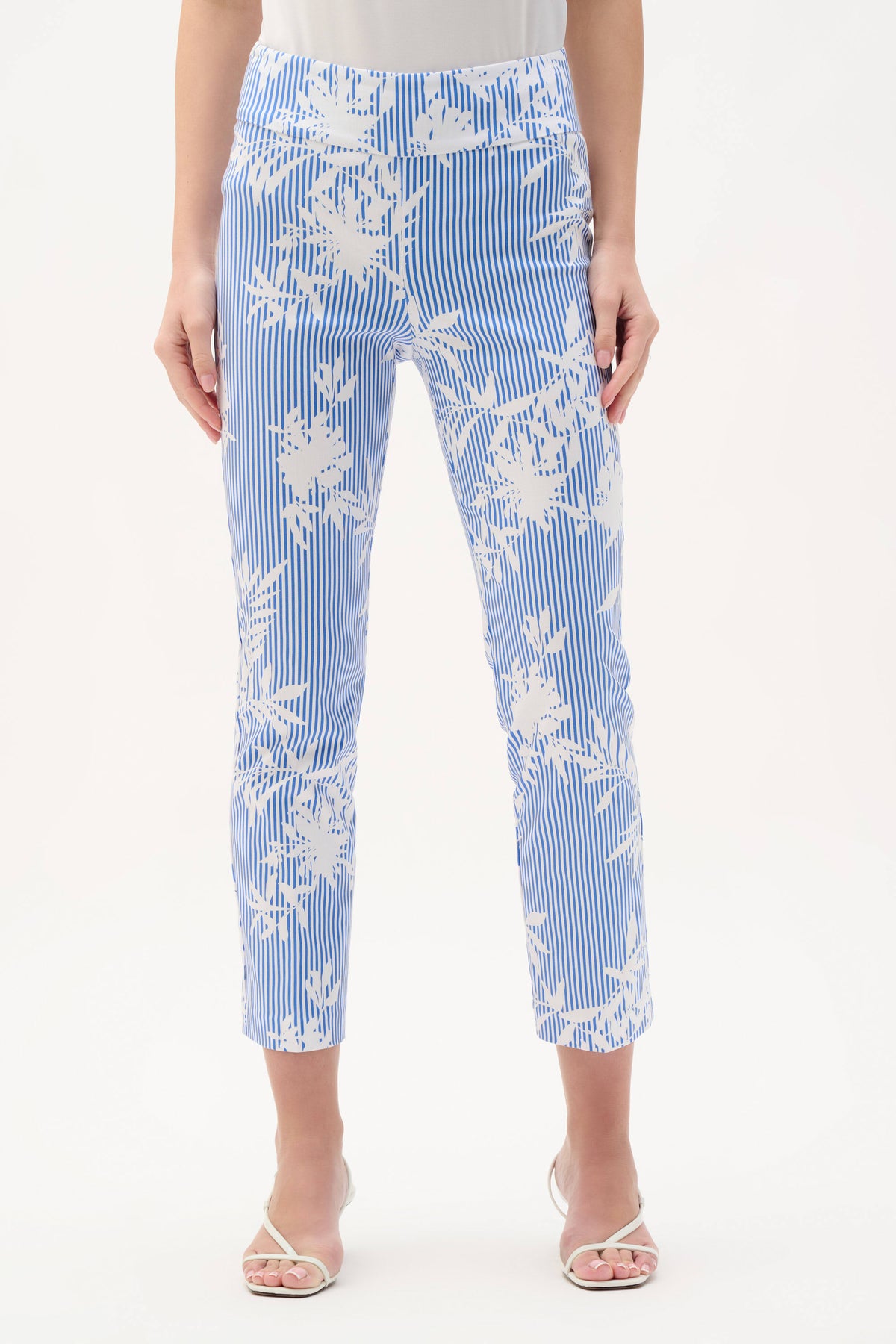Joseph Ribkoff Vanilla/Blue Millennium Printed Straight Pull-On Pants