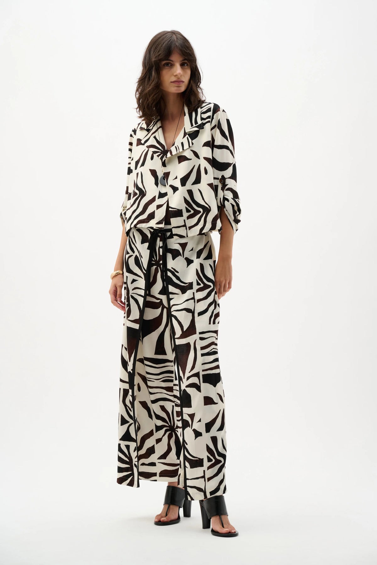 Joseph Ribkoff Woven Gauze Tropical Print Boxy Blazer