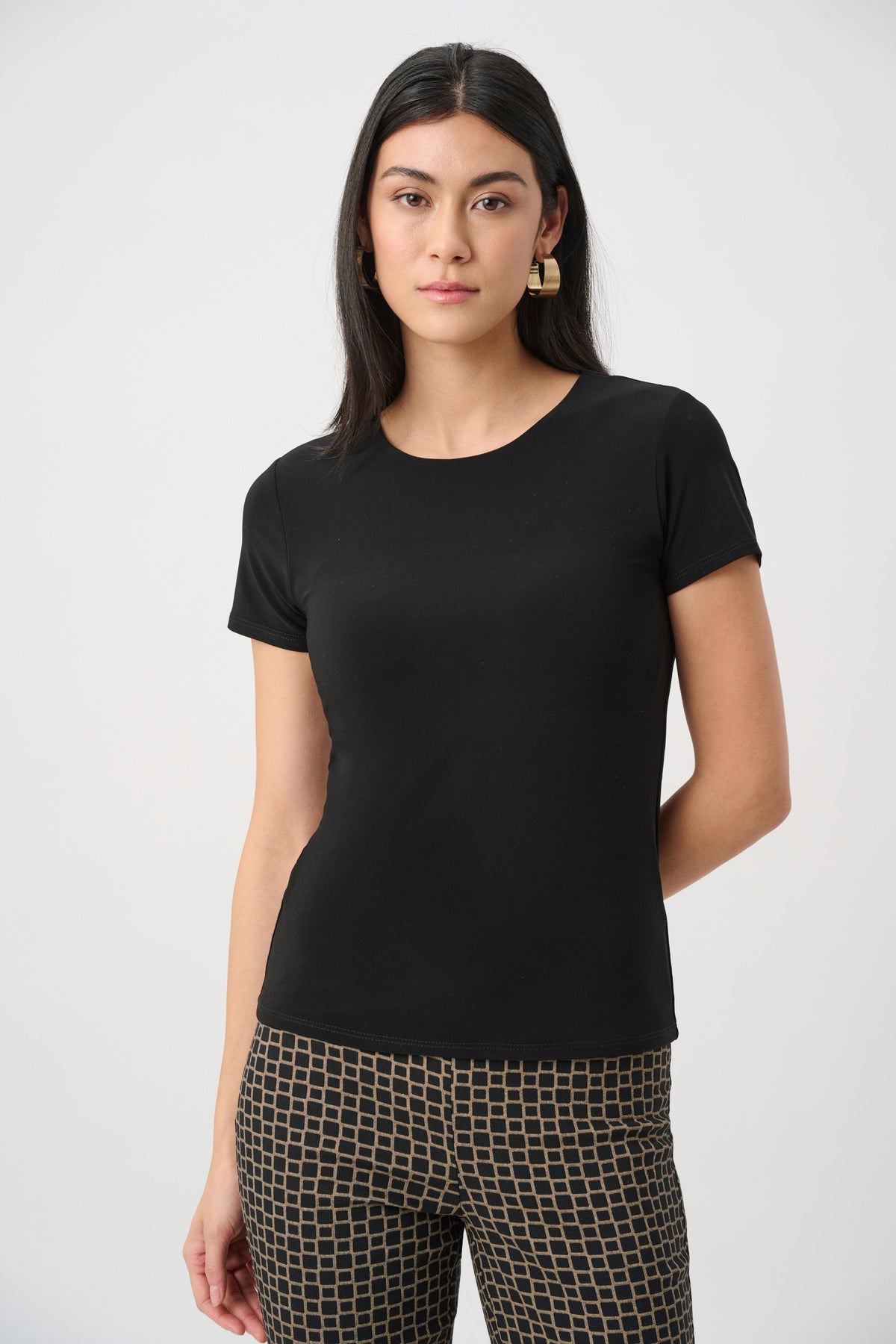Joseph Ribkoff Black Silky Knit Fitted T-Shirt