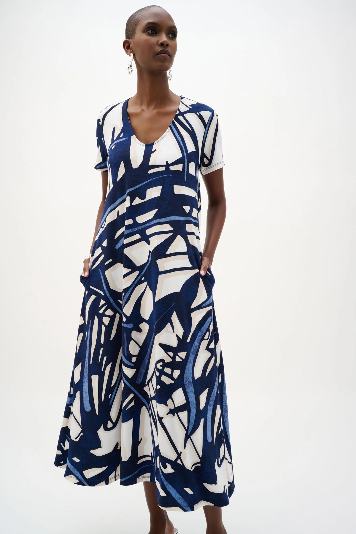 Joseph Ribkoff Silky Knit Abstract Print Trapeze Dress