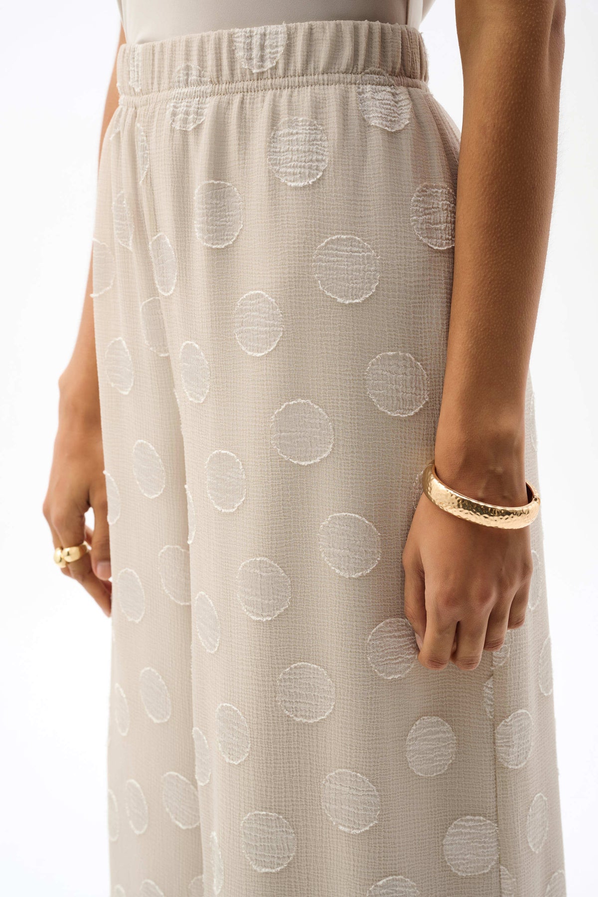 Joseph Ribkoff Moonstone Chiffon Jacquard Dot Print Wide Leg Pants