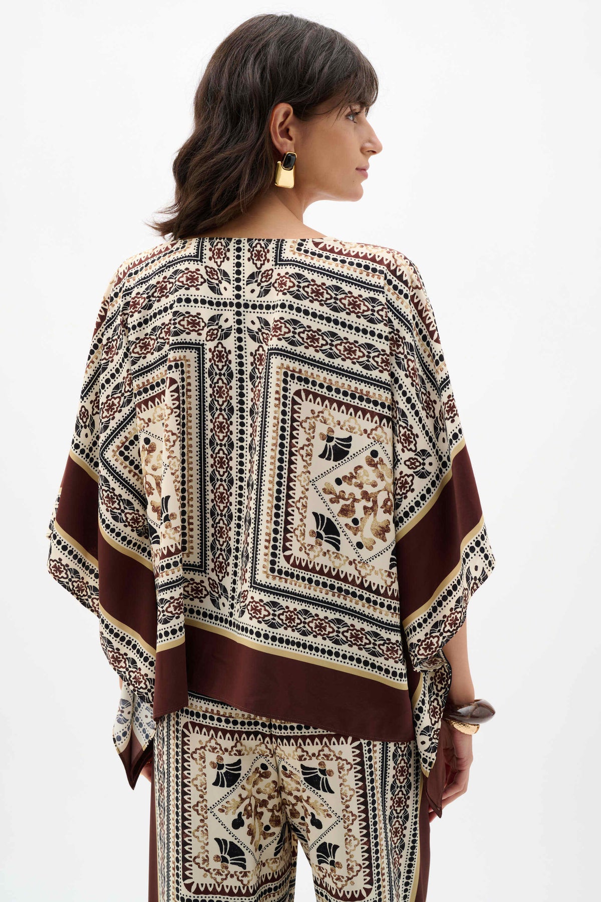 Joseph Ribkoff Beige/Multi Georgette Printed Poncho Top