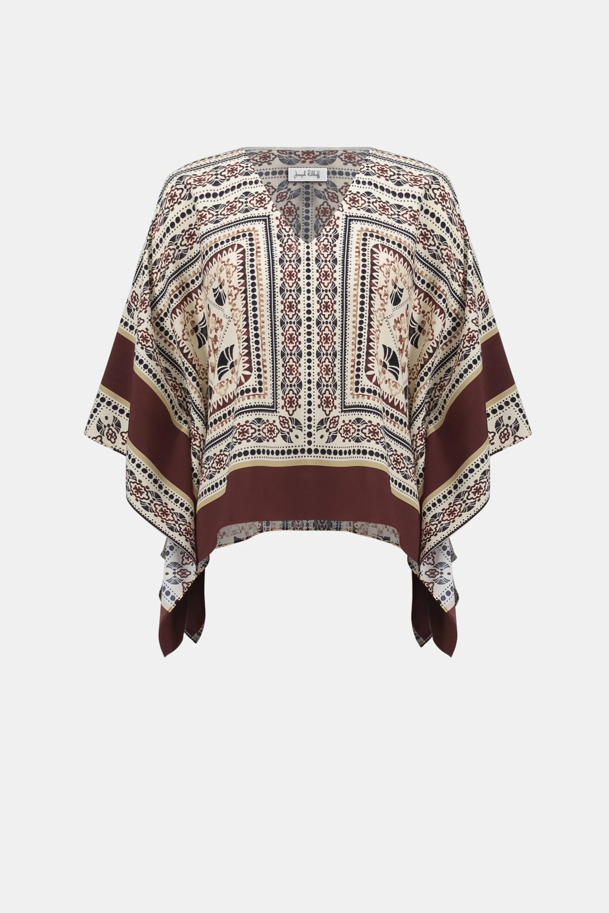 Joseph Ribkoff Beige/Multi Georgette Printed Poncho Top