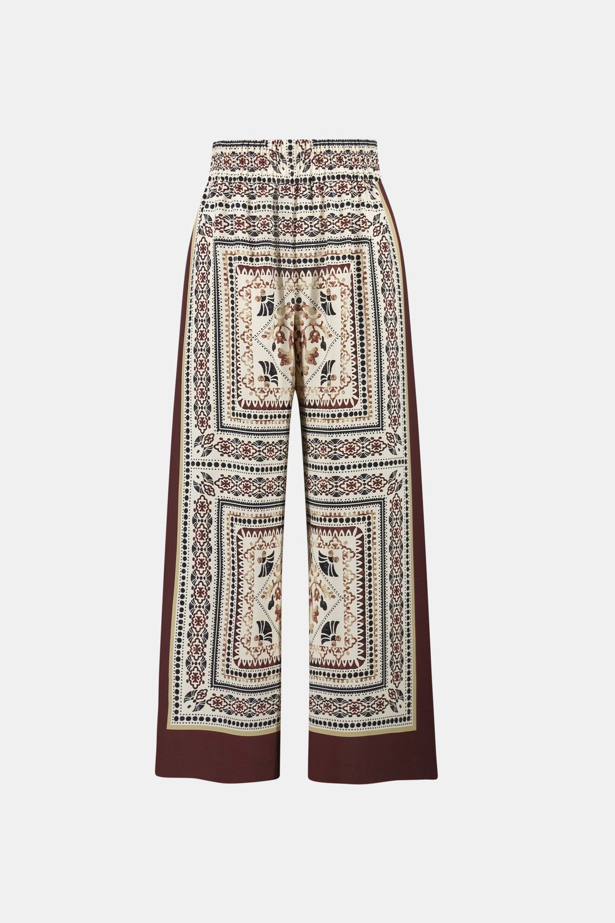 Joseph Ribkoff Beige/Multi Scarf Print Wide-Leg Pull-On Pants