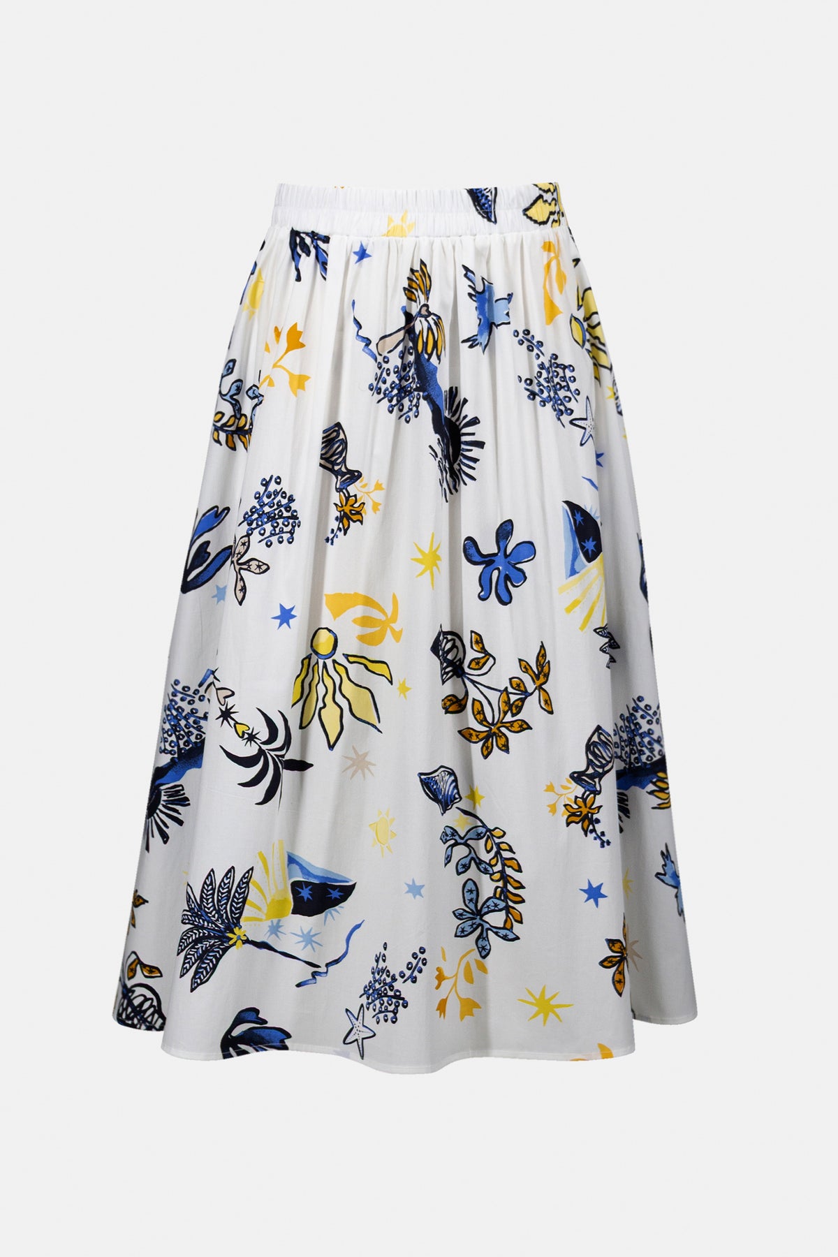 Joseph Ribkoff Vanilla/Multi Tropical Stretch Poplin A-Line Skirt