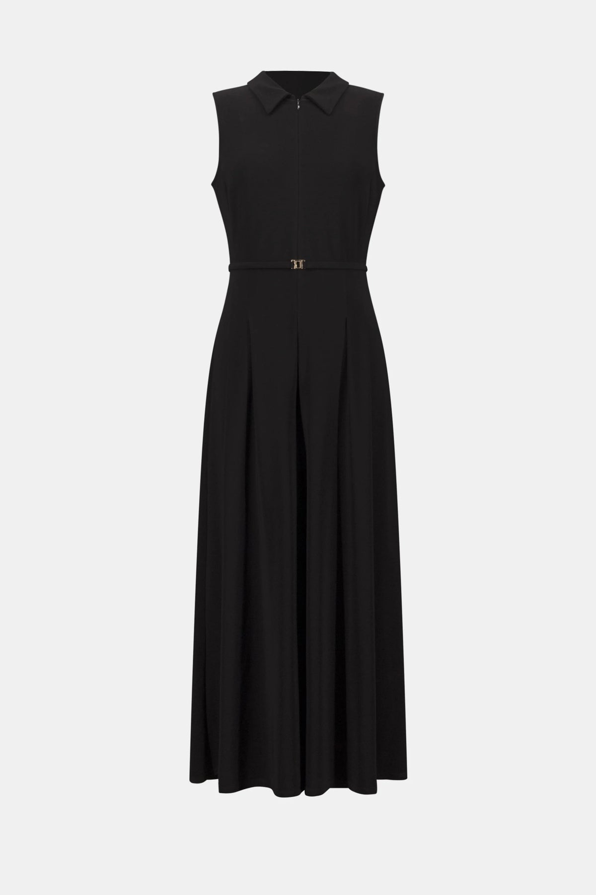 Joseph Ribkoff Black Silky Knit Wide Leg Jumpsuit With Zipped Neckline