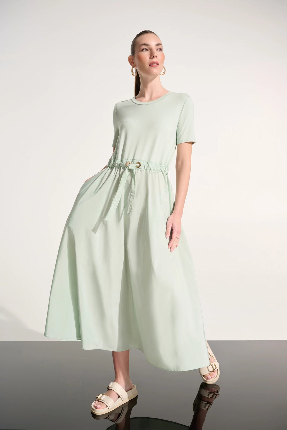 Joseph Ribkoff Pistachio Jersey And Memory Fit &amp; Flare Dress With Waist Detail