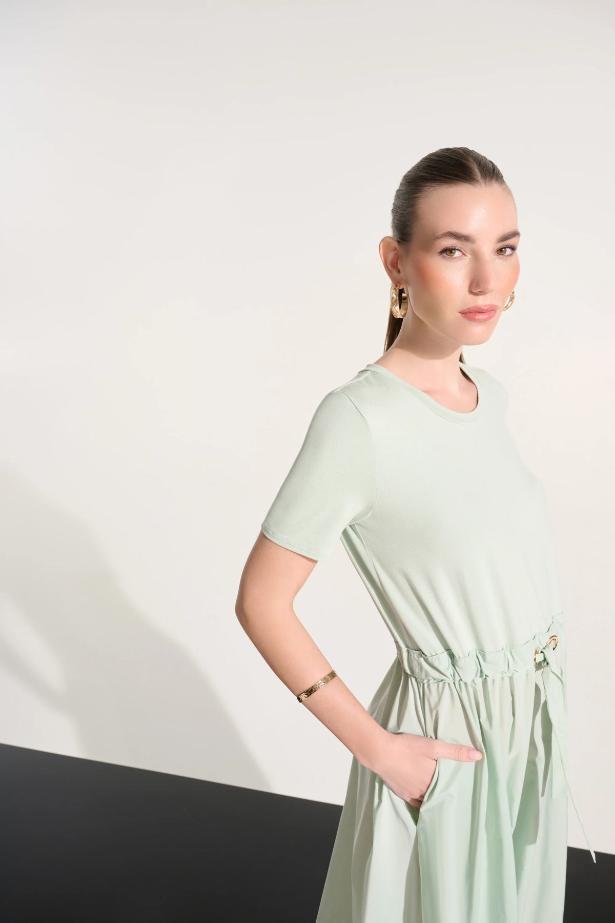 Joseph Ribkoff Pistachio Jersey And Memory Fit &amp; Flare Dress With Waist Detail