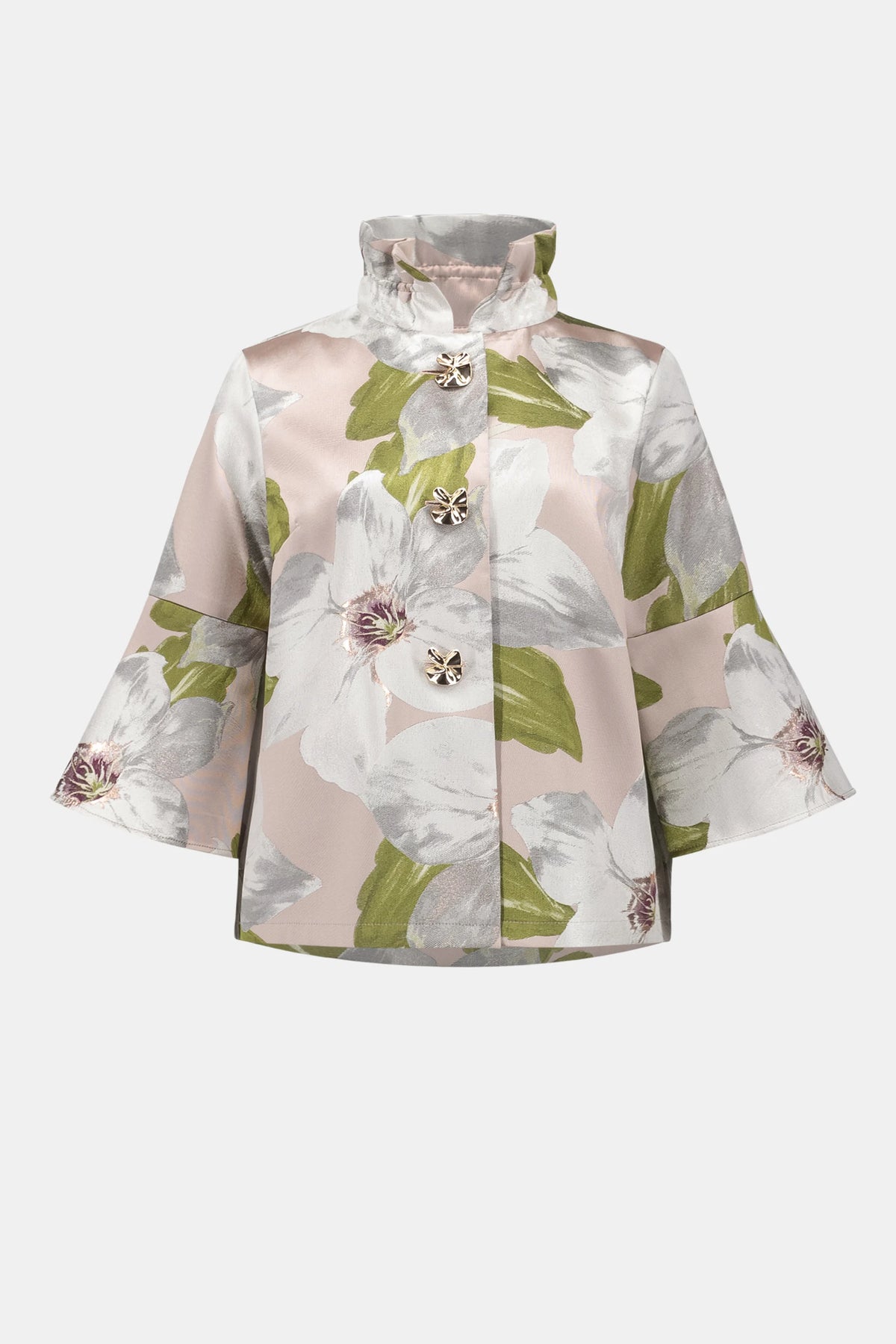 Joseph Ribkoff Multi Signature | Floral Jacquard Trapeze Jacket With Bell Sleeves