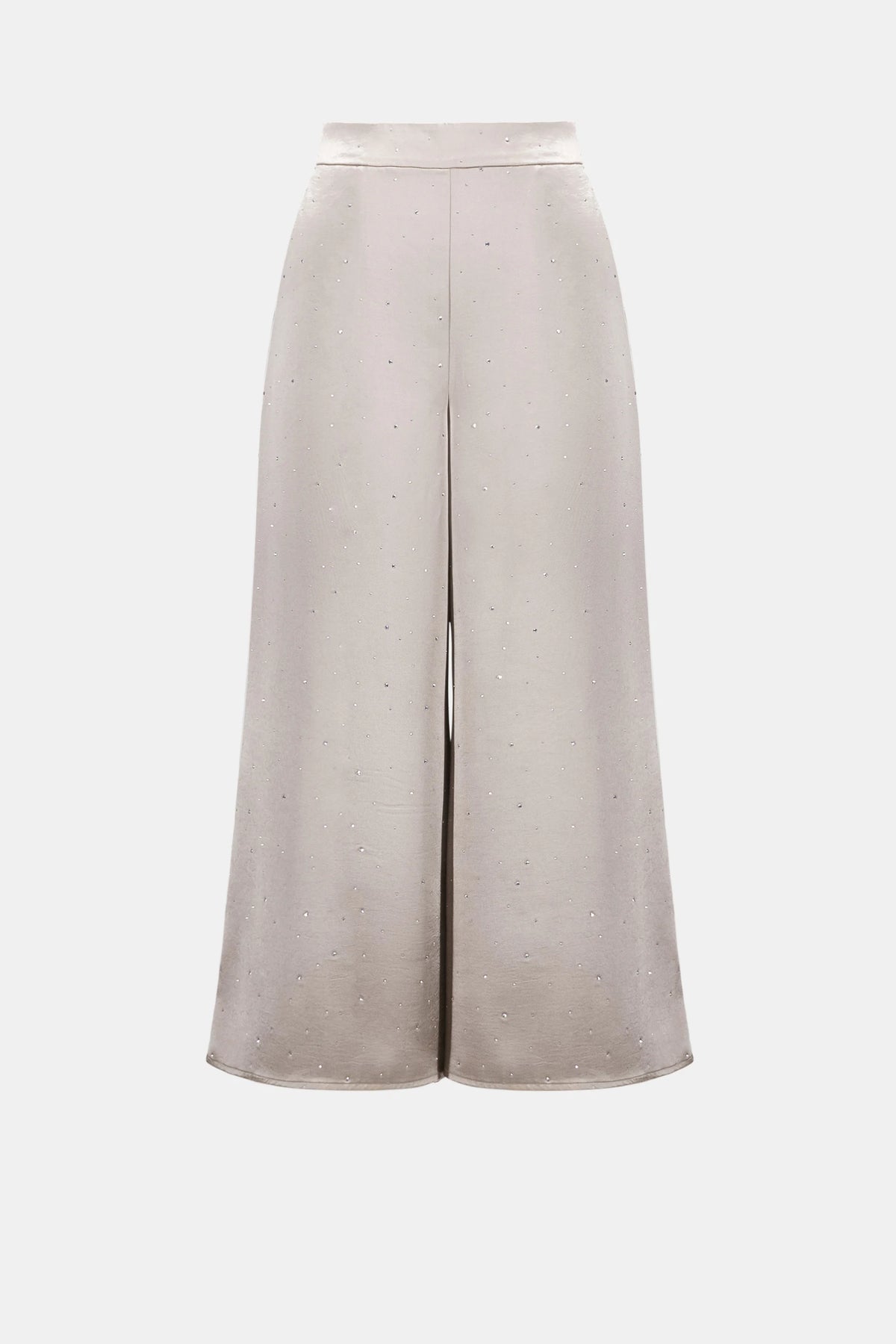 Joseph Ribkoff Feather Grey Signature | Satin Rhinestone Culotte Pants
