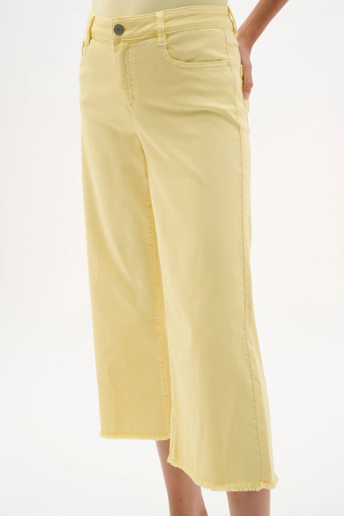 Joseph Ribkoff Mellow Yellow Goldie | Featherweave Denim Wide Leg Cropped Jeans