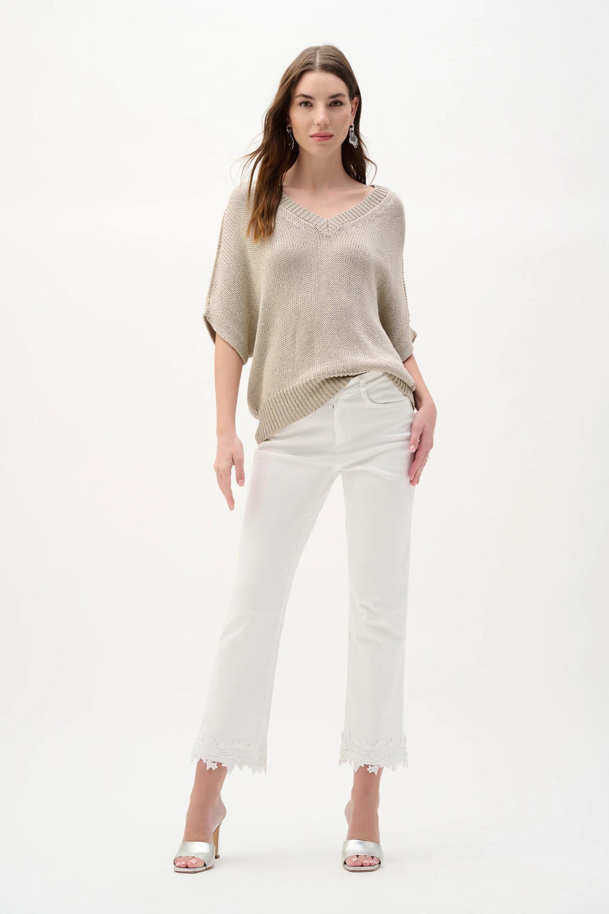 Joseph Ribkoff Moonstone Viscose and Lurex Sweater Knit Relaxed Top