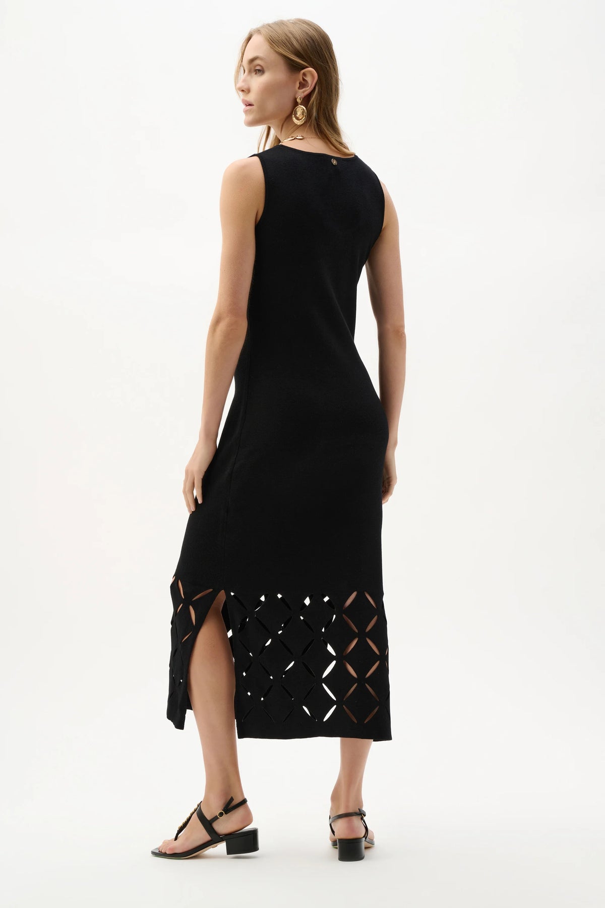 Joseph Ribkoff Black Viscose Sweater Knit Sleeveless Dress