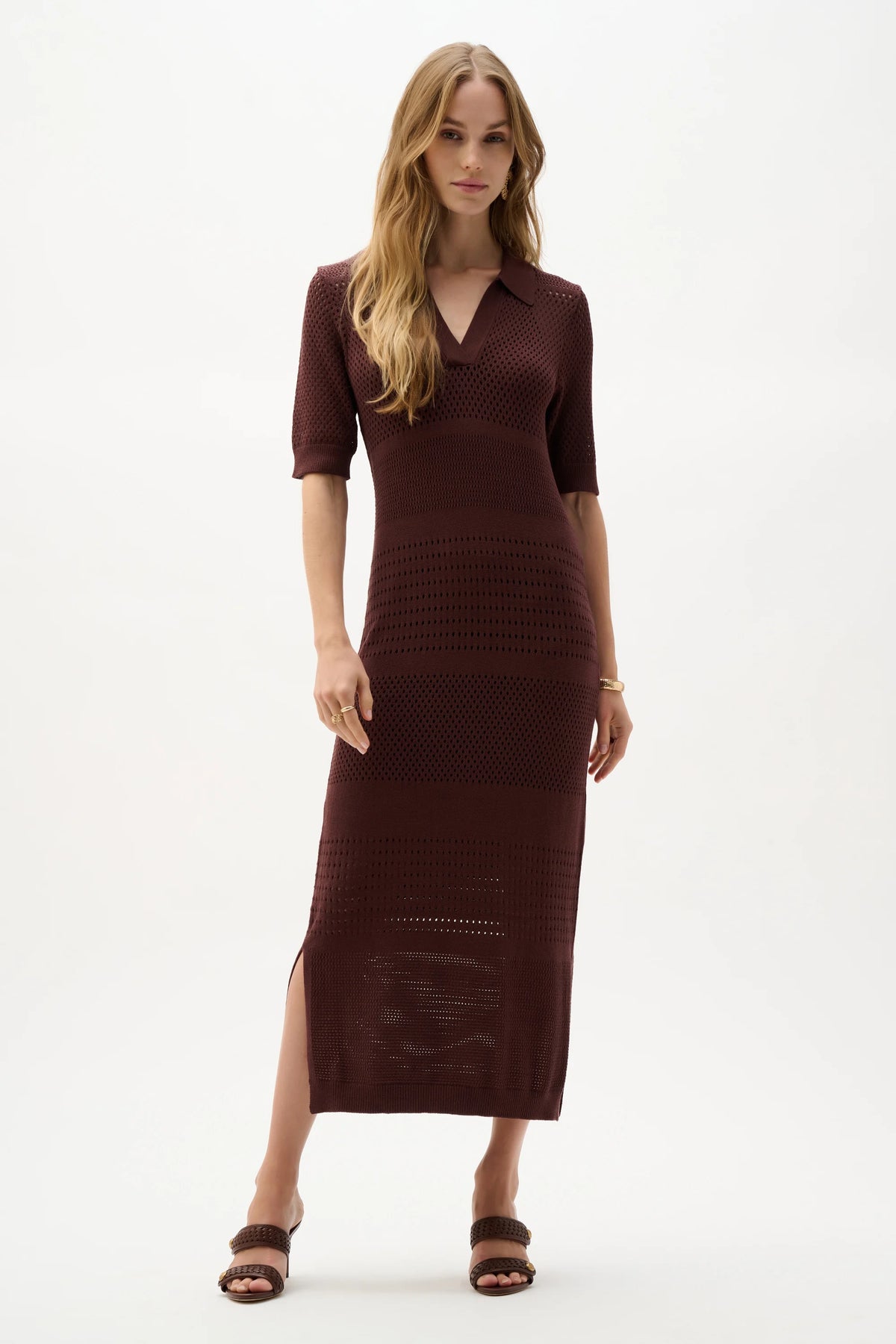Joseph Ribkoff Mahogany Viscose Sweater Knit Straight Dress