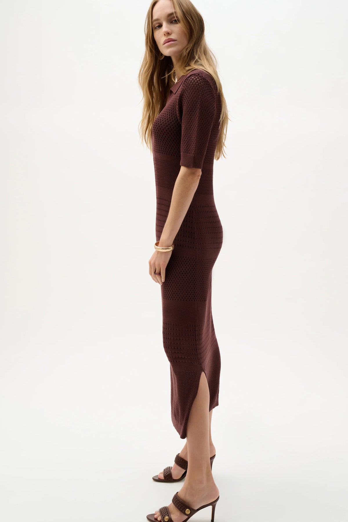 Joseph Ribkoff Mahogany Viscose Sweater Knit Straight Dress