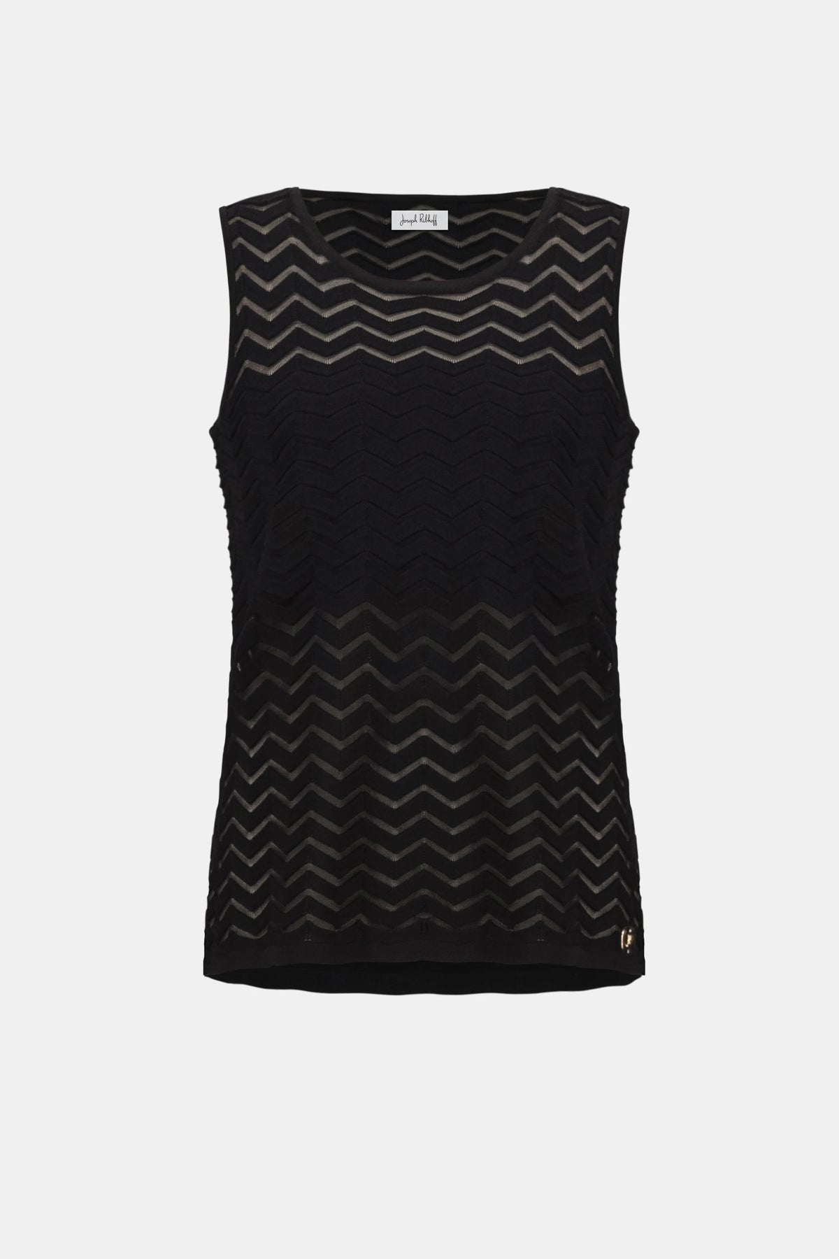 Joseph Ribkoff Black Viscose Jacquard Knit Chevron Stitch Relaxed Tunic Top