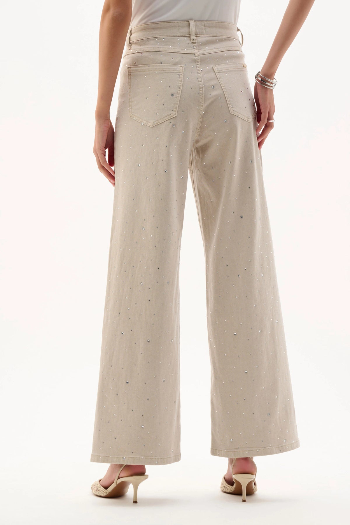 Joseph Ribkoff Moonstone Featherweave™ Denim Wide Leg Jeans With Rhinestones