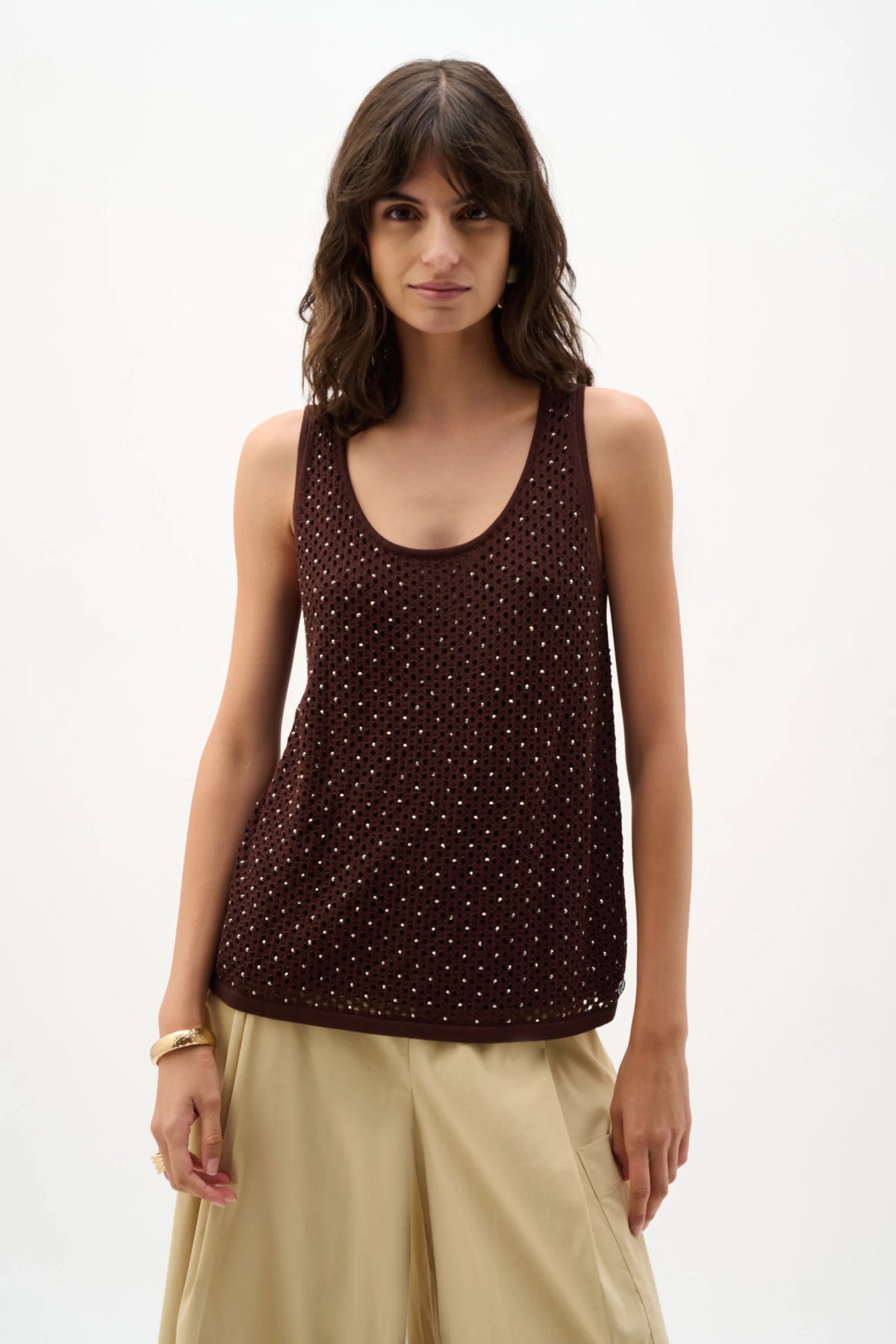 Joseph Ribkoff Mahogany Embellished Knit Camisole