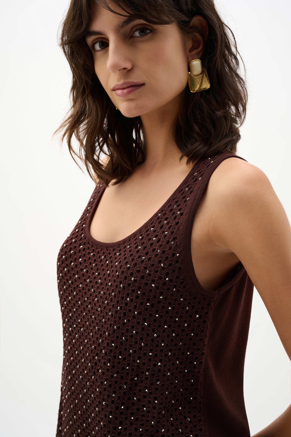 Joseph Ribkoff Mahogany Embellished Knit Camisole