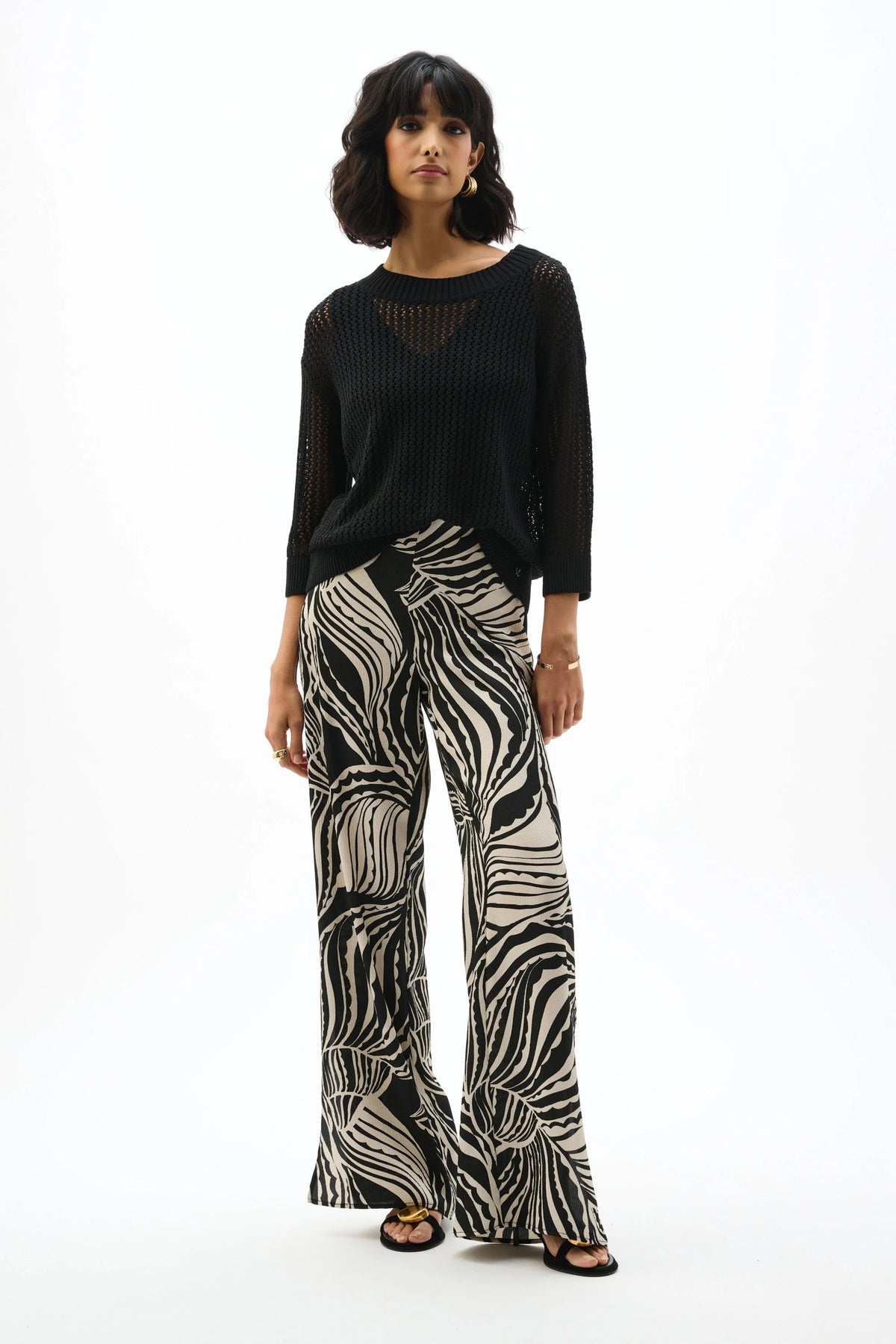Joseph Ribkoff Black Acrylic Blend Open Stitch Sweater