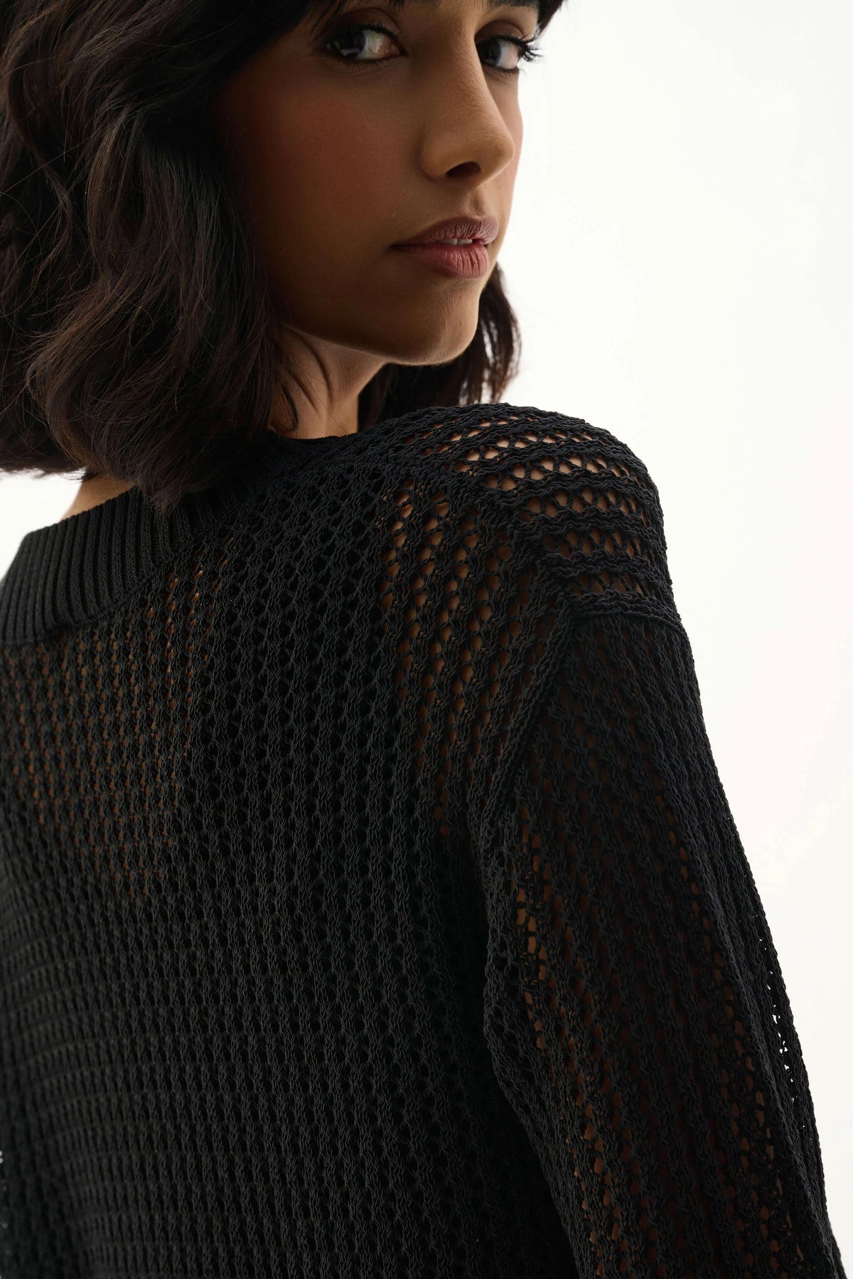 Joseph Ribkoff Black Acrylic Blend Open Stitch Sweater