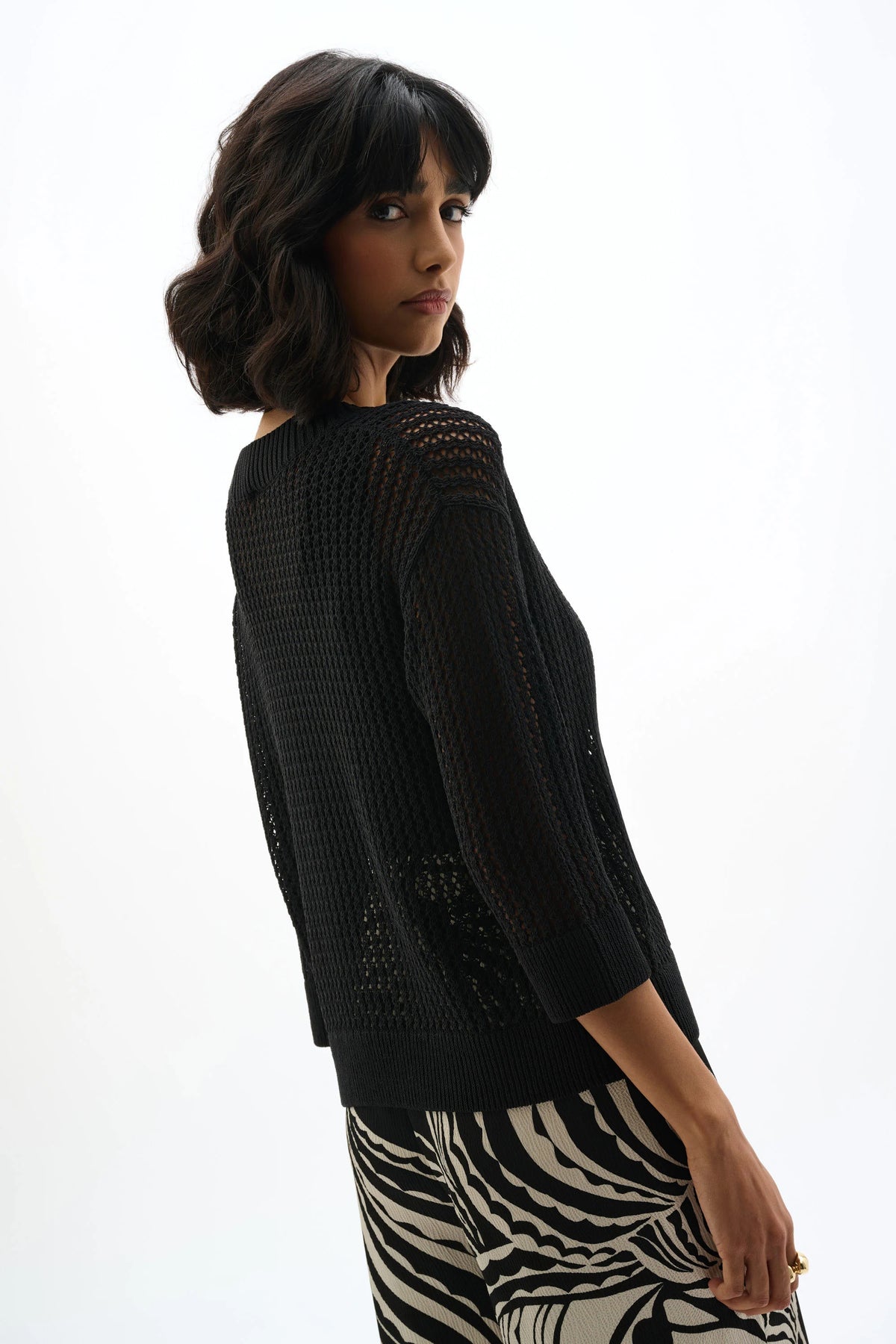 Joseph Ribkoff Black Acrylic Blend Open Stitch Sweater
