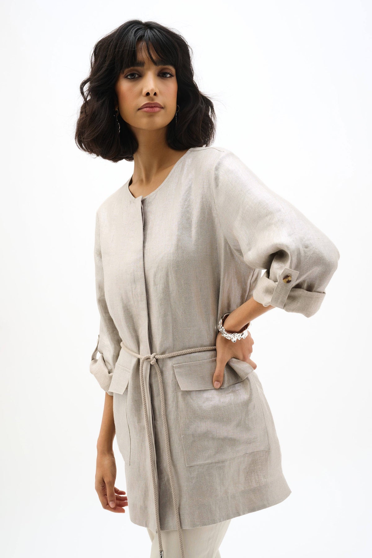 Joseph Ribkoff Champagne Foiled Linen Jacket