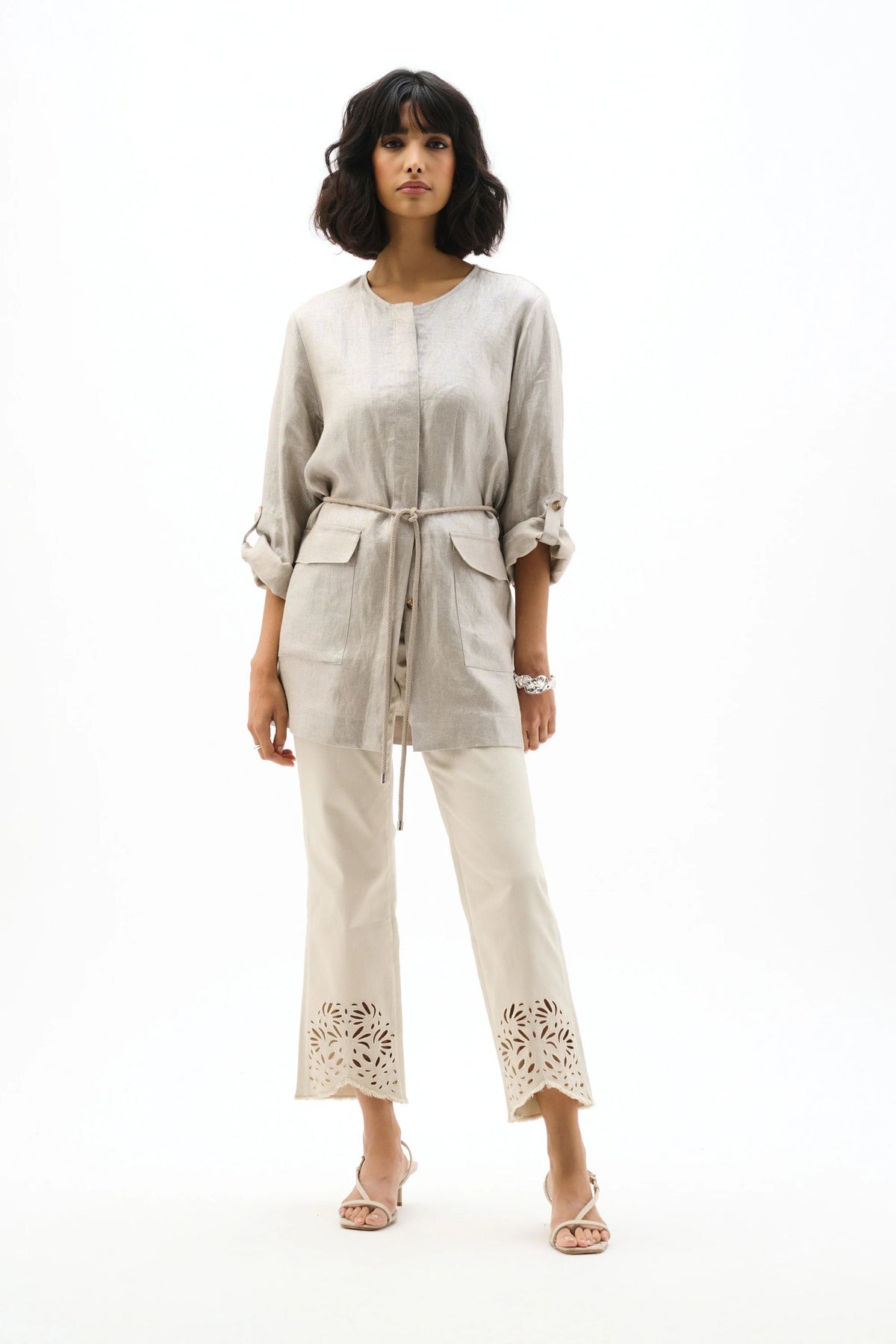 Joseph Ribkoff Champagne Foiled Linen Jacket